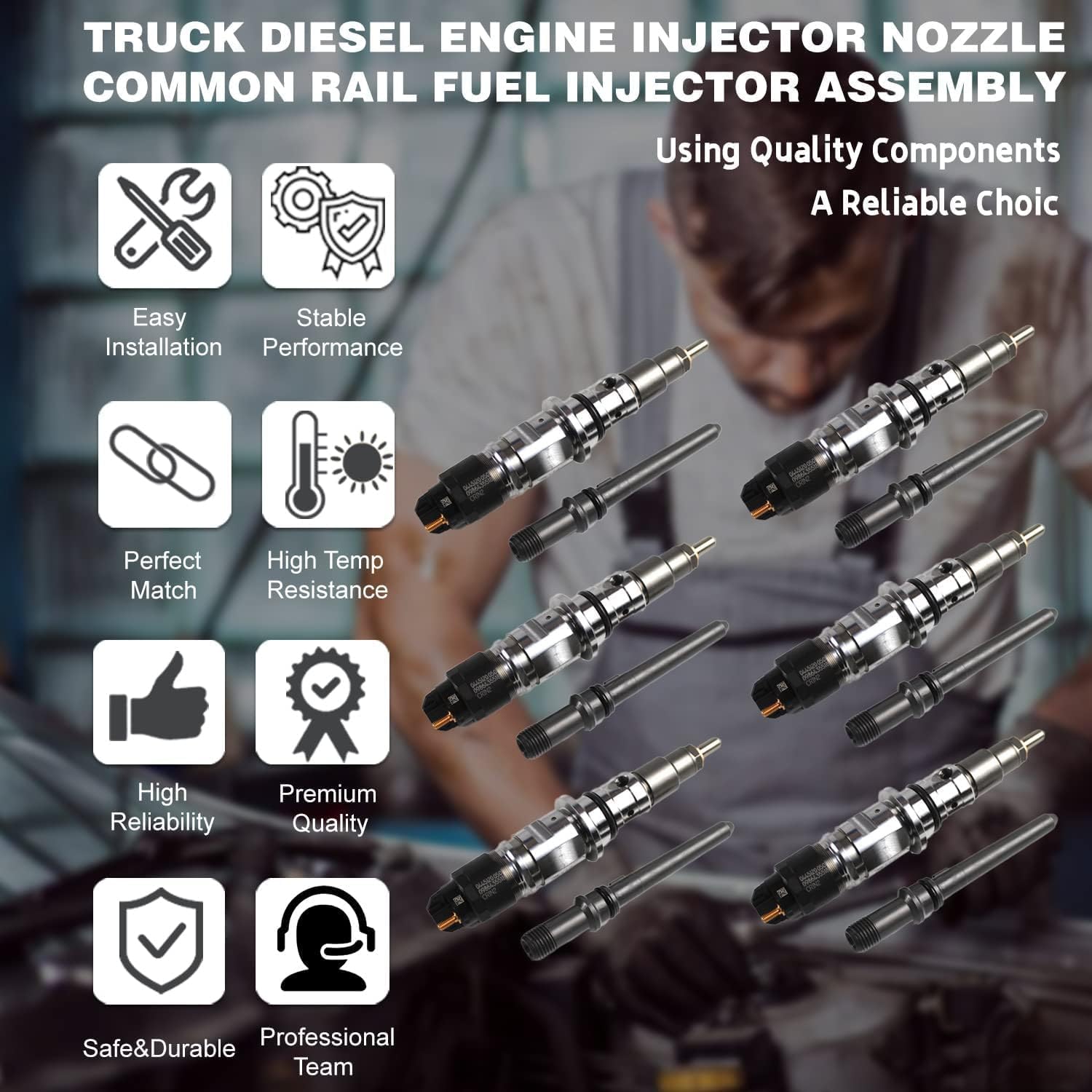 PANGOLIN Set of 6 Diesel Fuel Injectors for 2007 2008 2009 2010 2011 2012 Dodge RAM 2500/3500 Cummins 6.7L Pickup 4X4, Replace 0445120050 0445120185 68027067AA