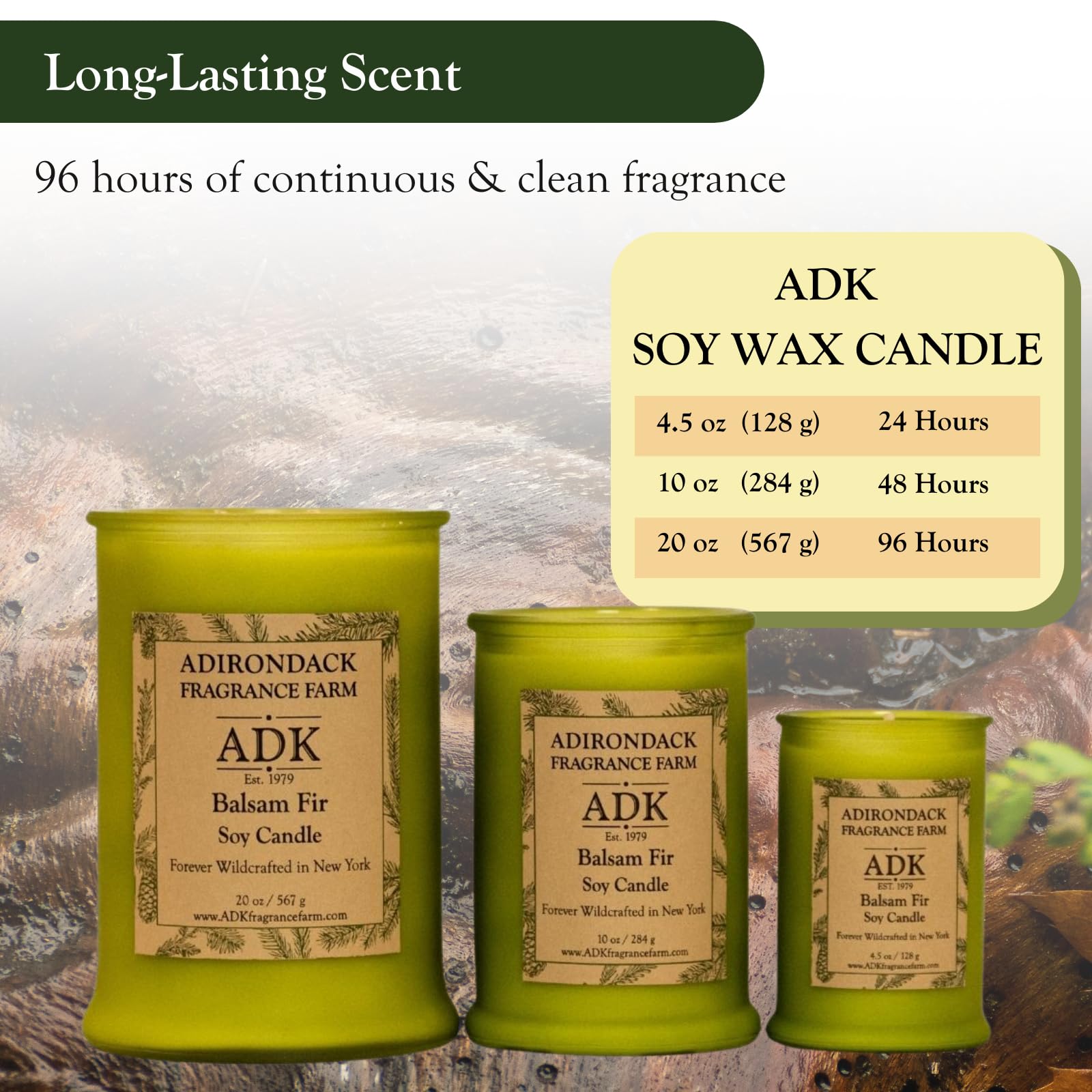 ADK Bougie parfumée baume et sapin – Bougie d'aromathérapie naturelle pour décoration d'intérieur et de cuisine, bougies relaxantes à base de plantes, parfaites pour offrir en cadeau
