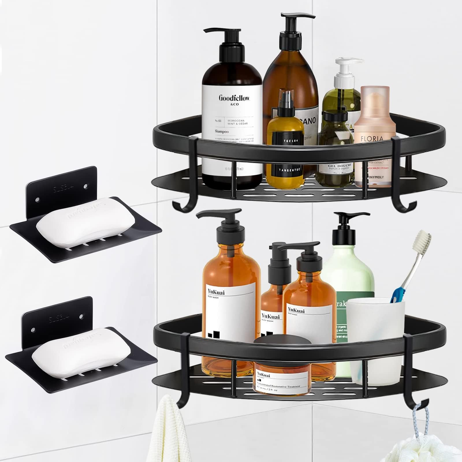 SOZOMO Paquete de 3 Estanteria Ducha para Baño,Estante Baño Sin Taladro ...