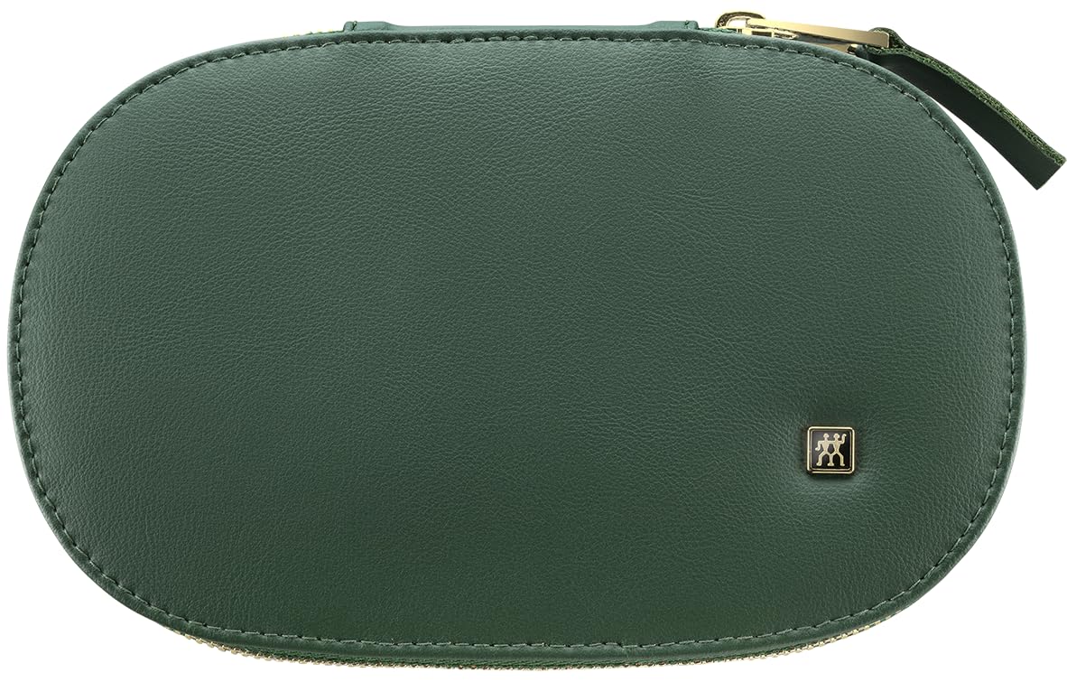 ZWILLING Maniküre- & Pediküre-Set 6-teilig im veganen Apfelleder-Etui, umfangreiches Nagelpflegeset, PVD-Goldbeschichtung, Grün, Premium