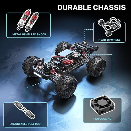 Miniatura 3 de YONCHER YC380 PRO - Autos RC rápidos sin escobillas 116 para adultos, camión de control remoto 4WD de 62+ KMH, camiones monstruo RC de alta