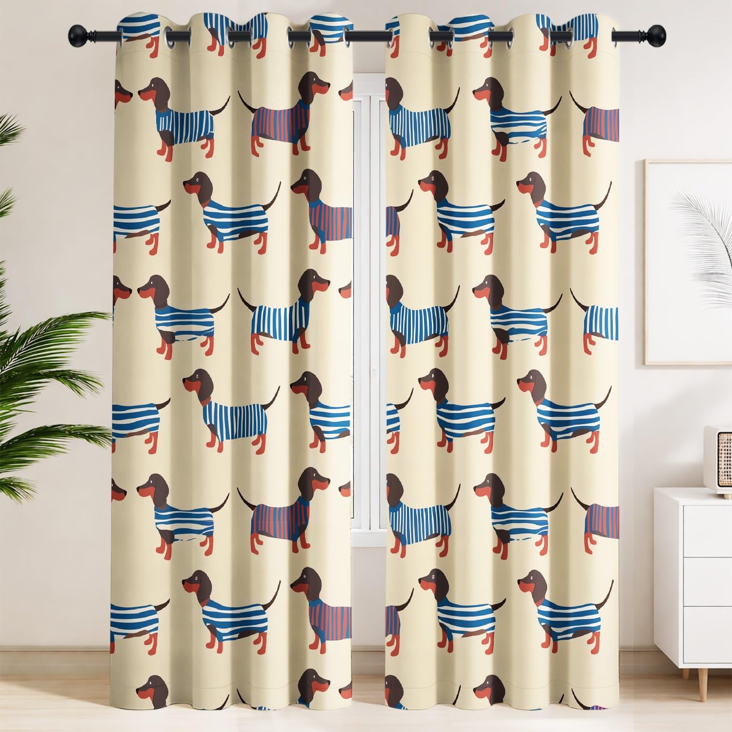 Rideaux occultants thermiques teckel pour chambre d'enfant décoration marinière rétro