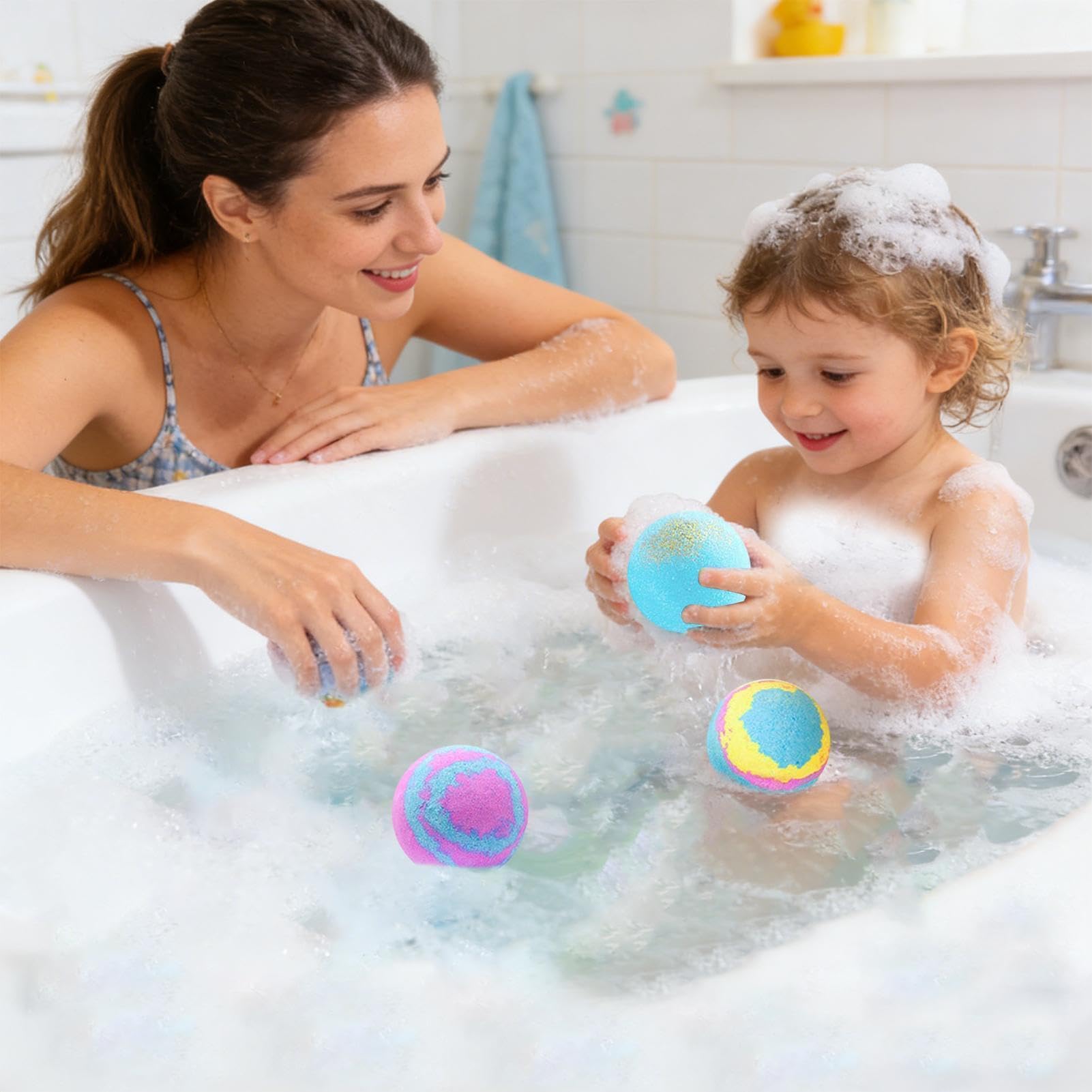 Baños de Burbujas para Niños Set Submarino de 12 Piezas con Animales | Bolas y Juguetes de Bañera para Niños para Pequeños en Piscina, Playa, Parque Acuático, Hogar y Viajes