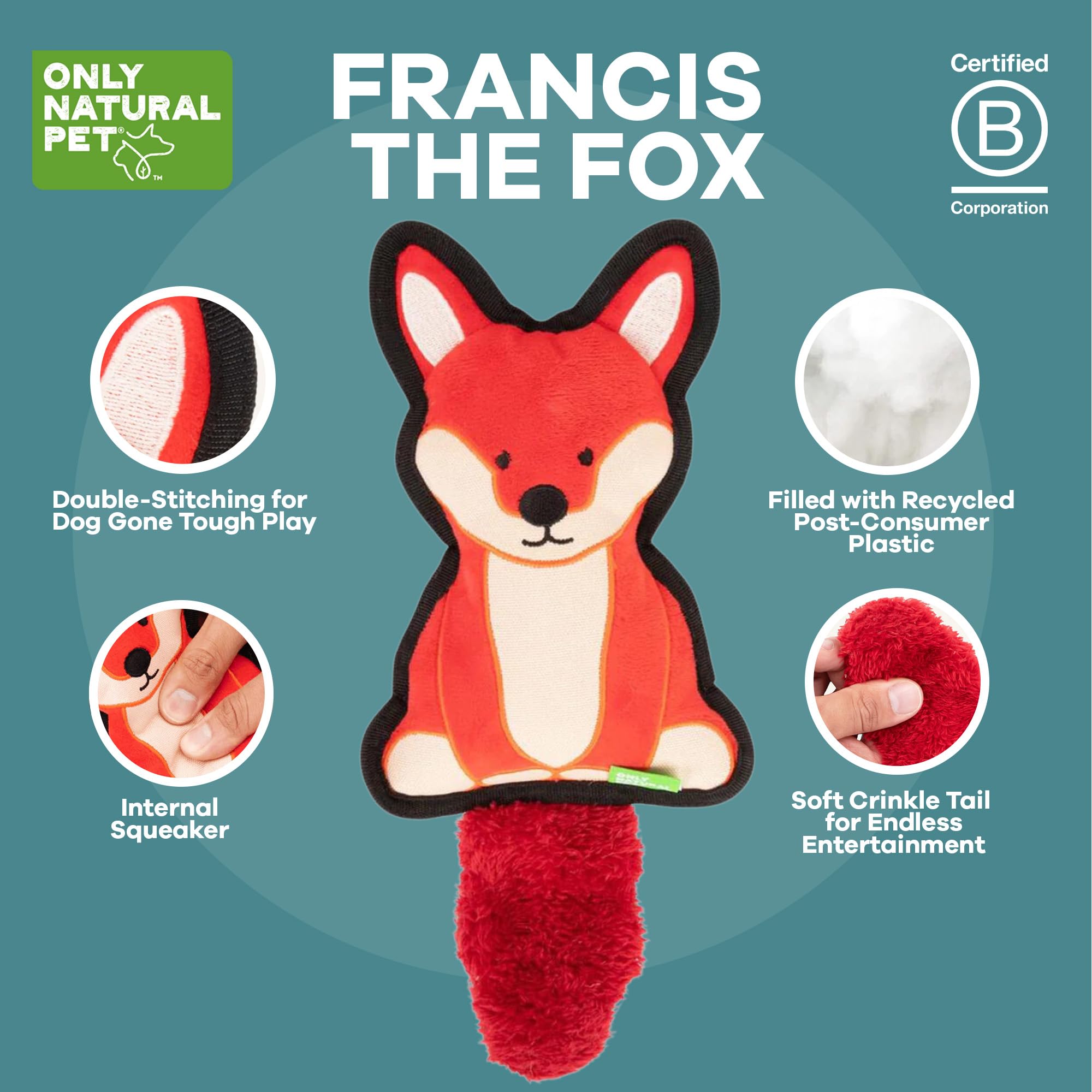 for pets only 専用です。 Amazon.com: Only Natural Pet Francis Fox Plush Dog Toy, 5.5