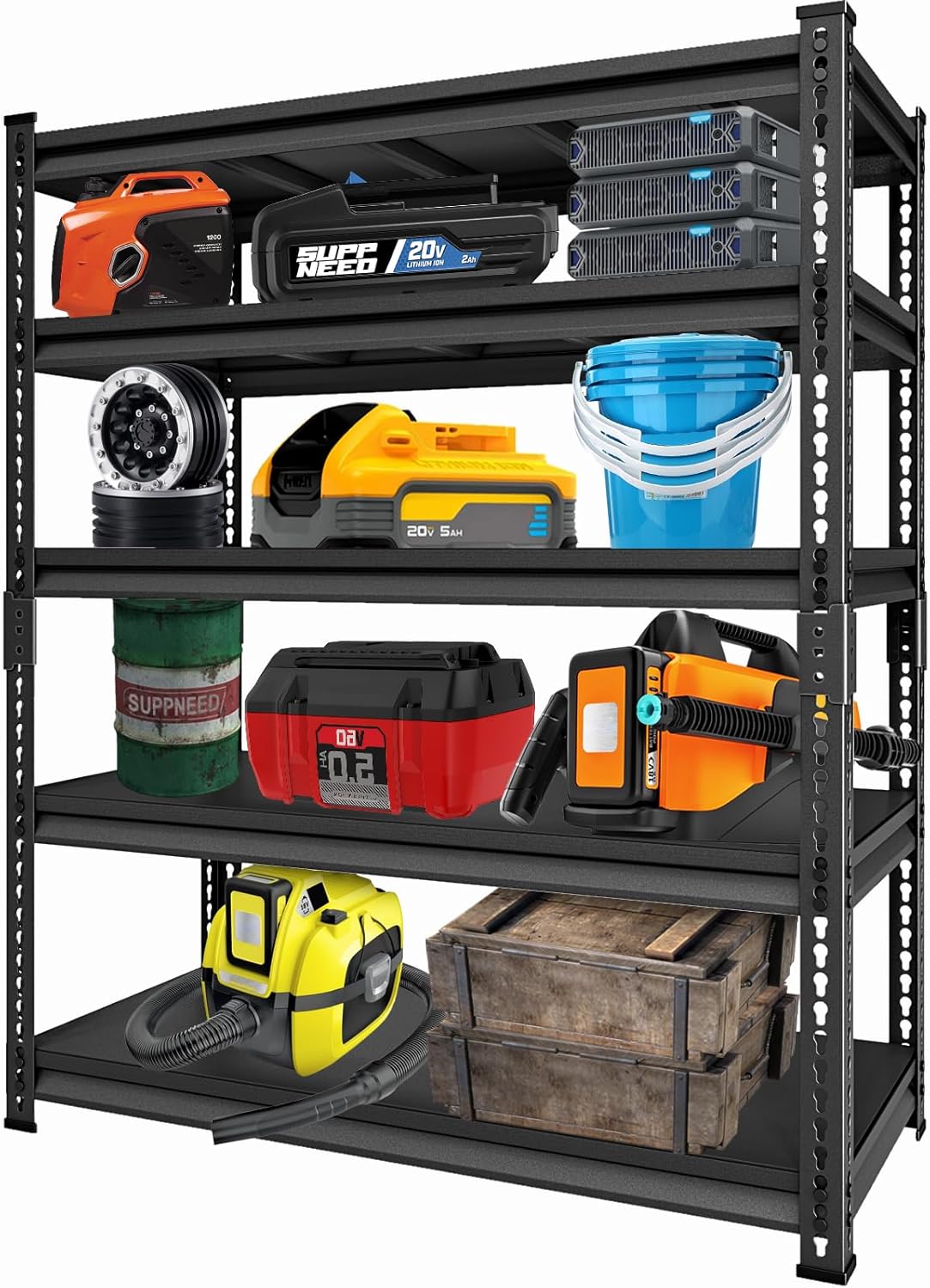 35" W Garage Shelving Heavy Duty, 1200LBS Loads Adjustable Garage Storage Shelves, 4-Tier Metal Industrial Shelves for Kitchen, Warehouse, Basement (35" W x 16" D x 66" H,Black)