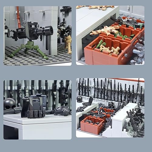 Miniatura 4 de Conjunto de bloques de construcción de base militar, paquete de armas del ejército Ww2, juguete militar, equipo de equipo Swat para niños, paquete