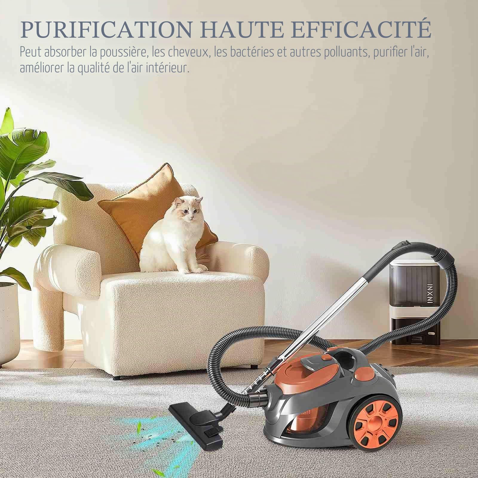 Aspirateur Traîneau sans Sac 3300W Haute Puissance - Aspirateur Cyclonique avec Capacité 3,5L, pour Poils d'animaux, Tapis et Sols Durs, Filtration Haute Efficacité
