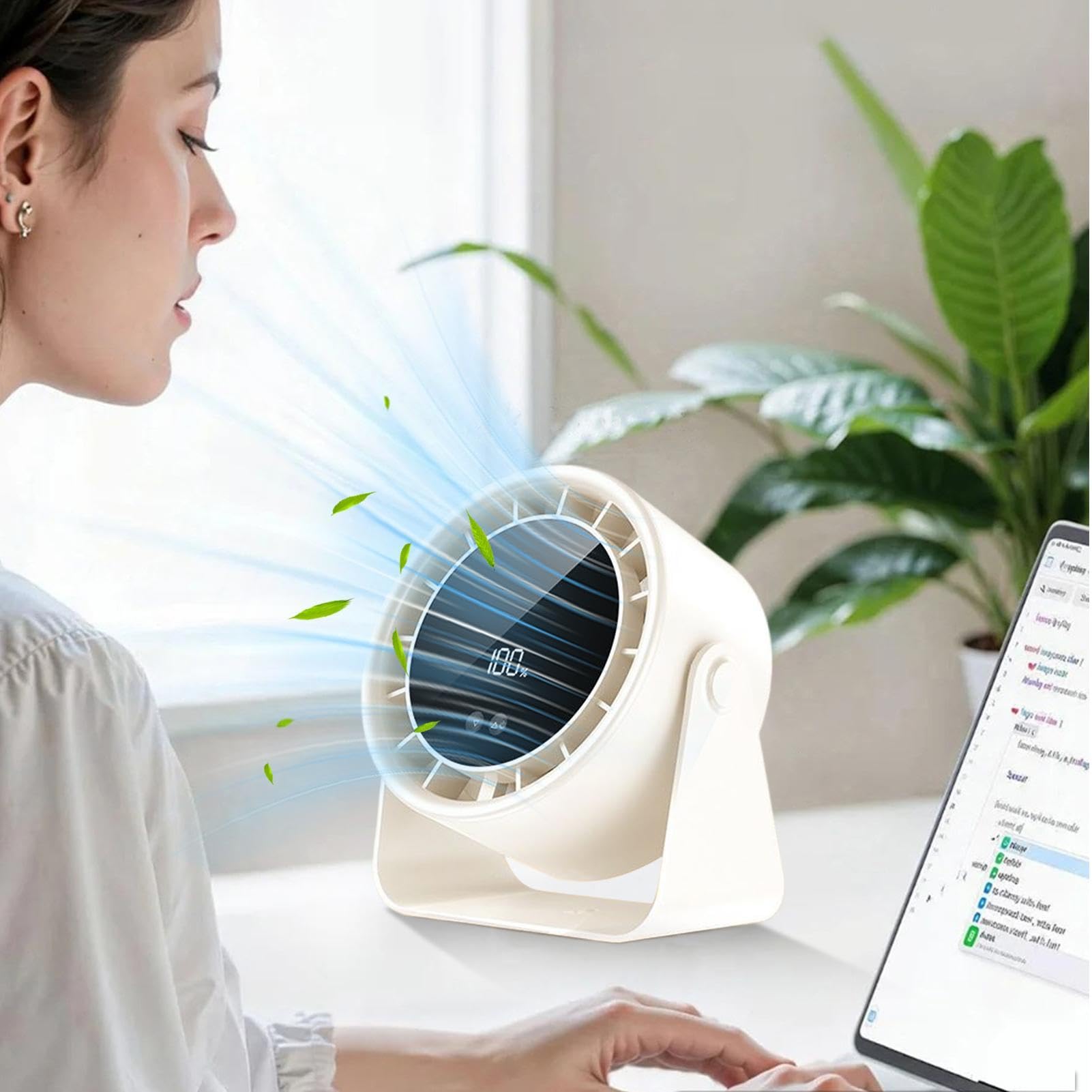 Mini Ventilatore Da Scrivania Raffreddatore Personale Portatile | Ventilatore Portatile con Display in Reale per Camera Scrivania Viaggio Tavolo Uffici Campeggio Esterno