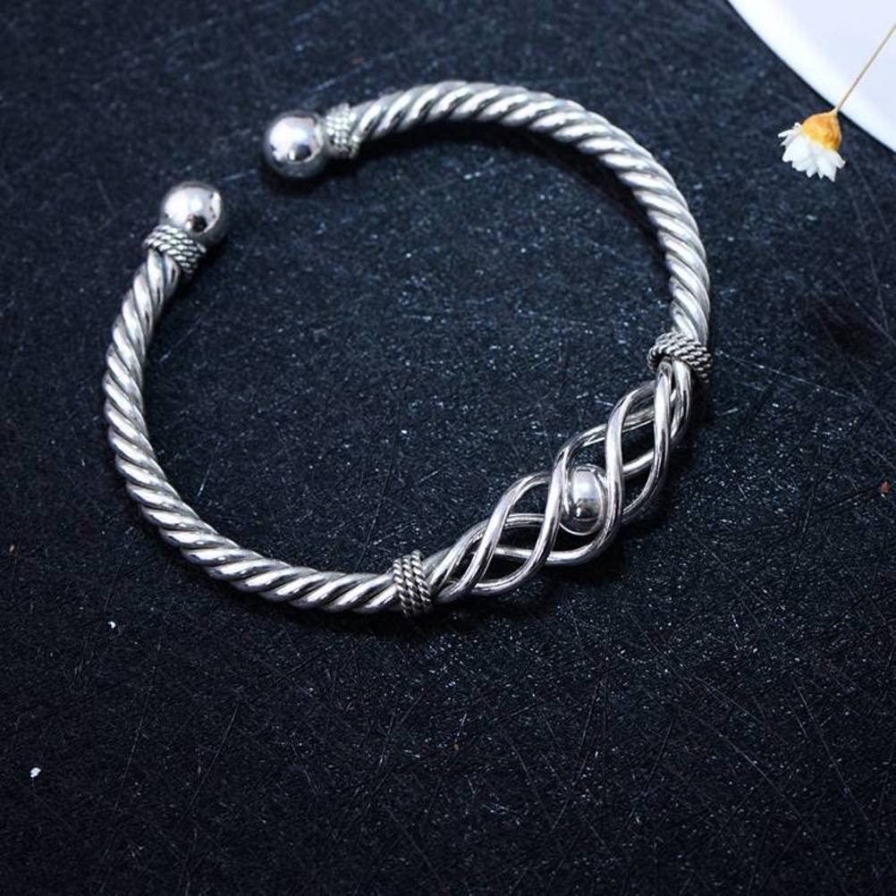 Retro Bangle S925 Braccialetto D'Argento Gioielli Fatti a Mano in Argento Braccialetto Femminile a Torsione Regolabile Retrò2