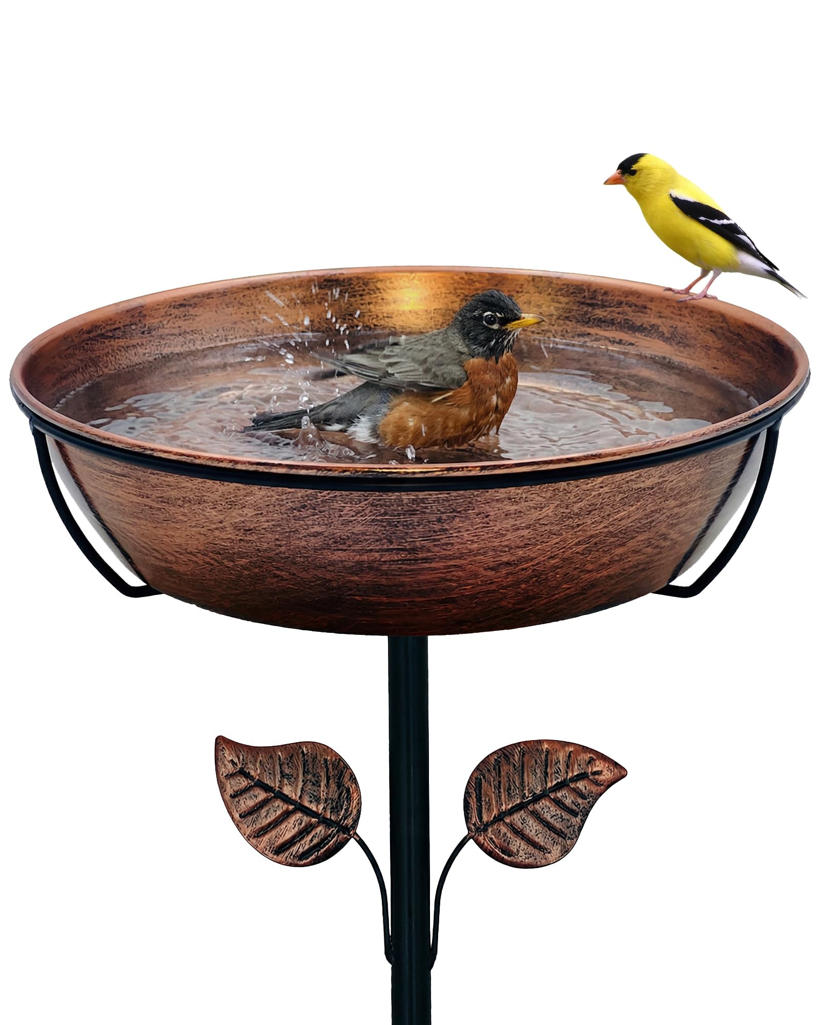 OUISJYER 3 Deep Metal Bird Bath for Outdoors