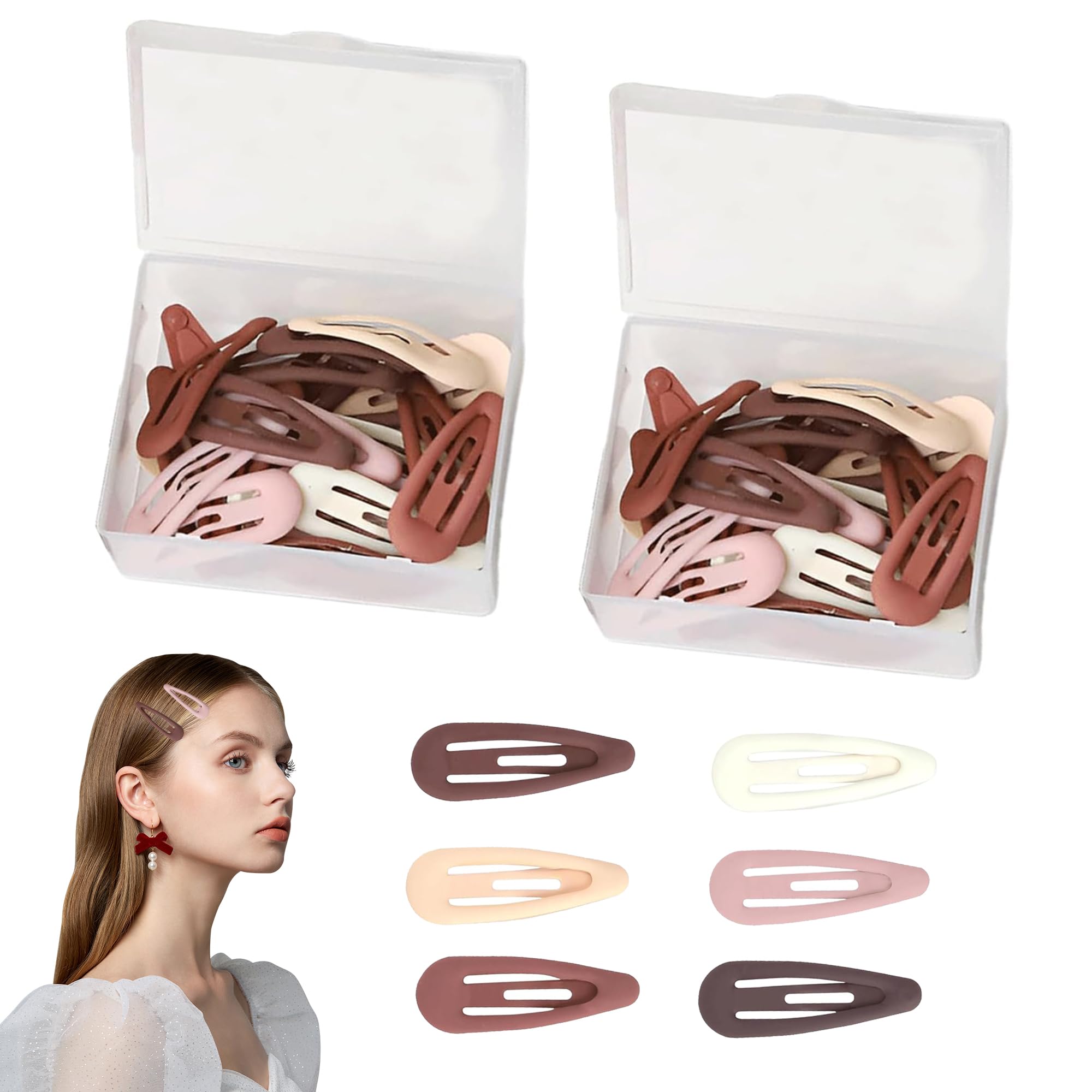60PCS Snap Colorful Matte Non Slip Hair Clips With Case - Children & Student Small Hair Accessories For Lady Women & Little Girls