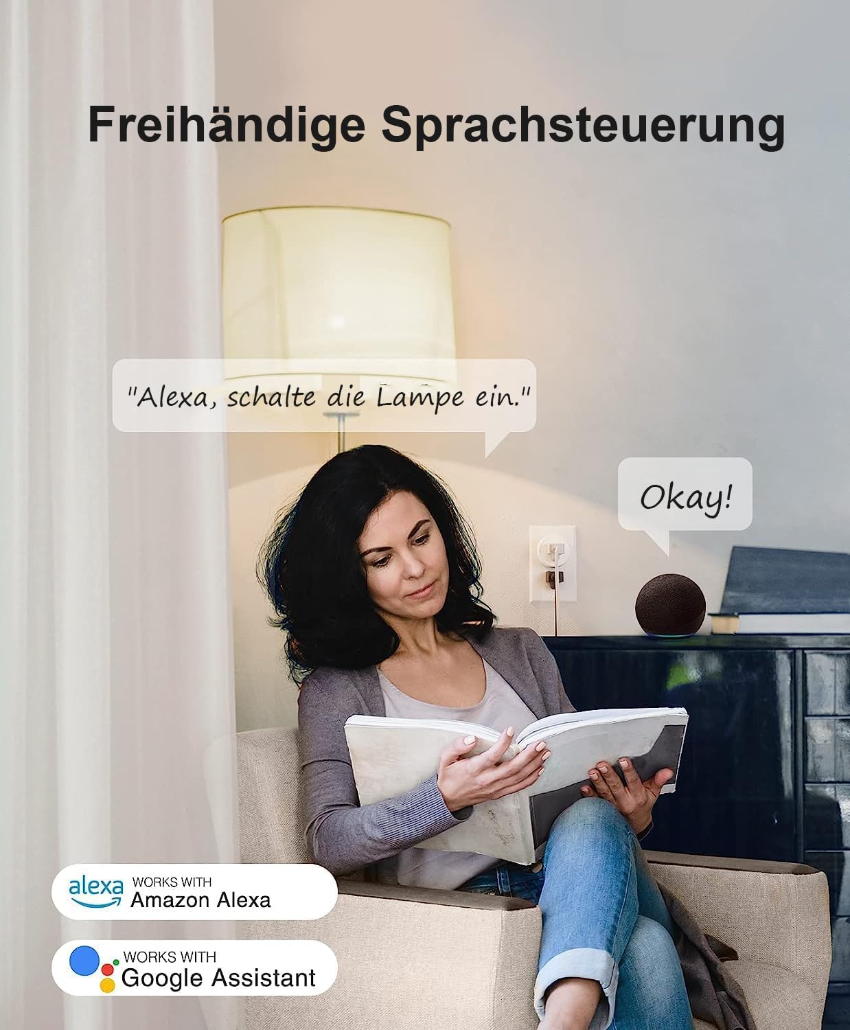 Enchufe WiFi, enchufe Alexa de 16 A, paquete de 4 unidades compatible con Alexa Echo y Google Home, no requiere concentrador, certificado CE y RoHS, solo admite redes WiFi de 2.4 GHz