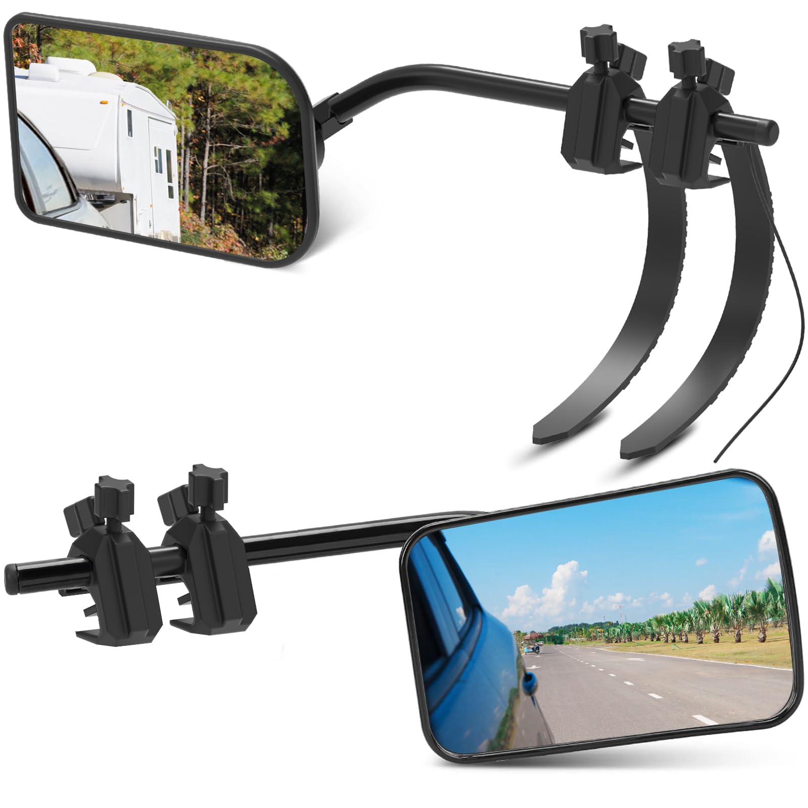 GARDTECH Wohnwagen Spiegel Auto, Wohnwagenspiegel Universal, Zusatzspiegel Auto außen, Spiegelverlängerung Wohnwagen für Wohnmobil & Caravan, stabile Gurte, für gängige Fahrzeuge (2 Stück)