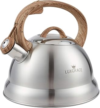 Creative Home 2.3 Qt. Stainless Steel Whistling Tea Kettle with Rubber Touching Handle