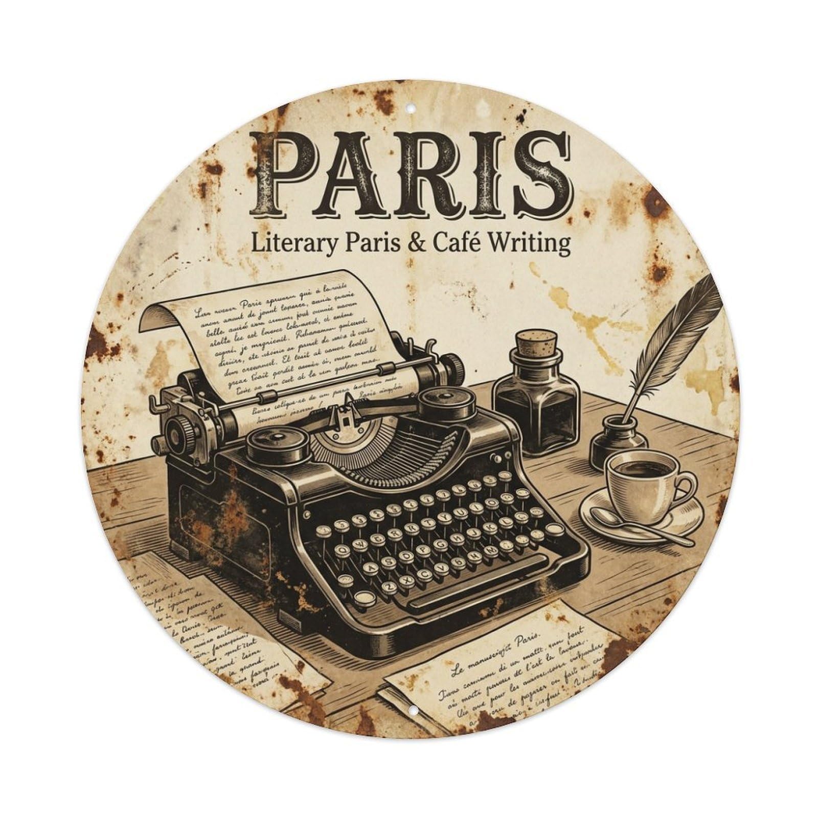 Literary Cafe Writing Culture Paris Travel Classic Metal Tin Sign