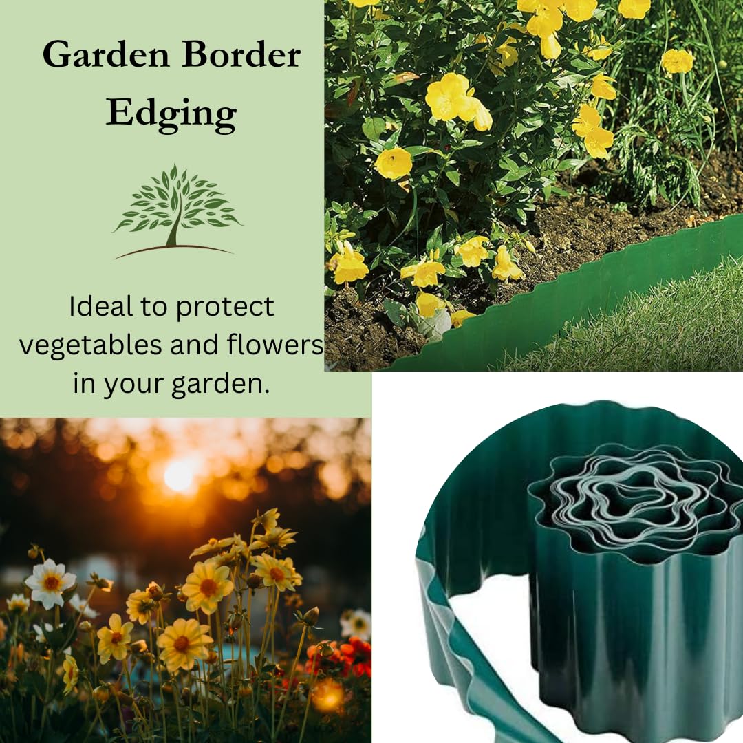 Garden Mile Green Garden Border Edging 9M, Easy Install, Durable & Flexible Garden Edging, 15CM Tall - Image 3