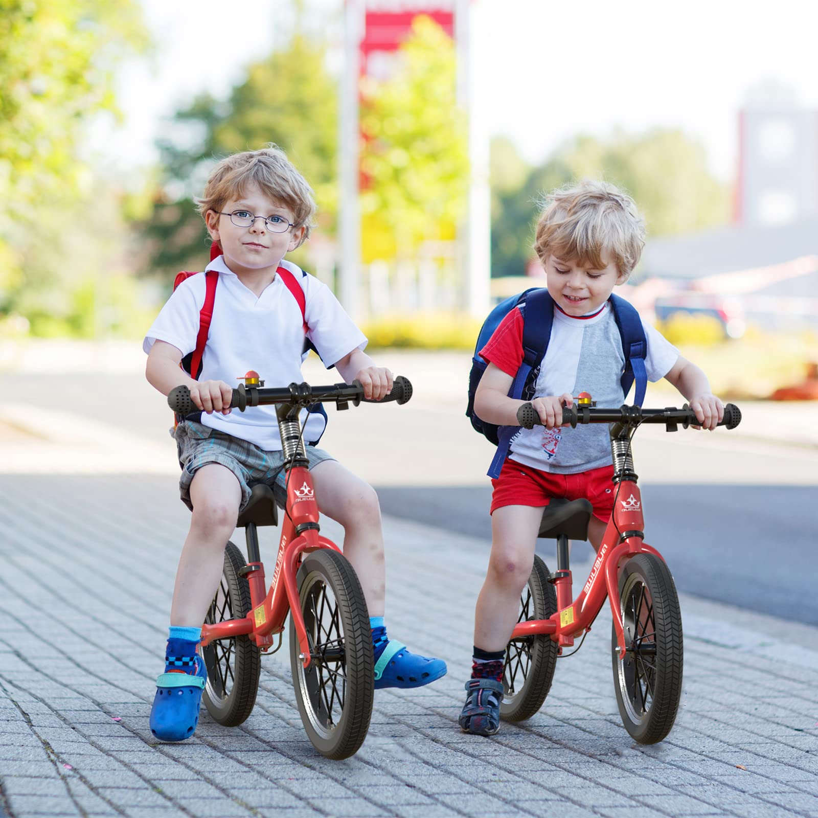 Bici Senza Pedali per Bambini da 2 3 4 5 6 Anni, Ruote in Gomma da 14 Pollici, Freno e Cavalletto, Massimo 40 Kg, Manubrio e Sella Regolabili, Regali di Compleanno per Bambina e Bambino
