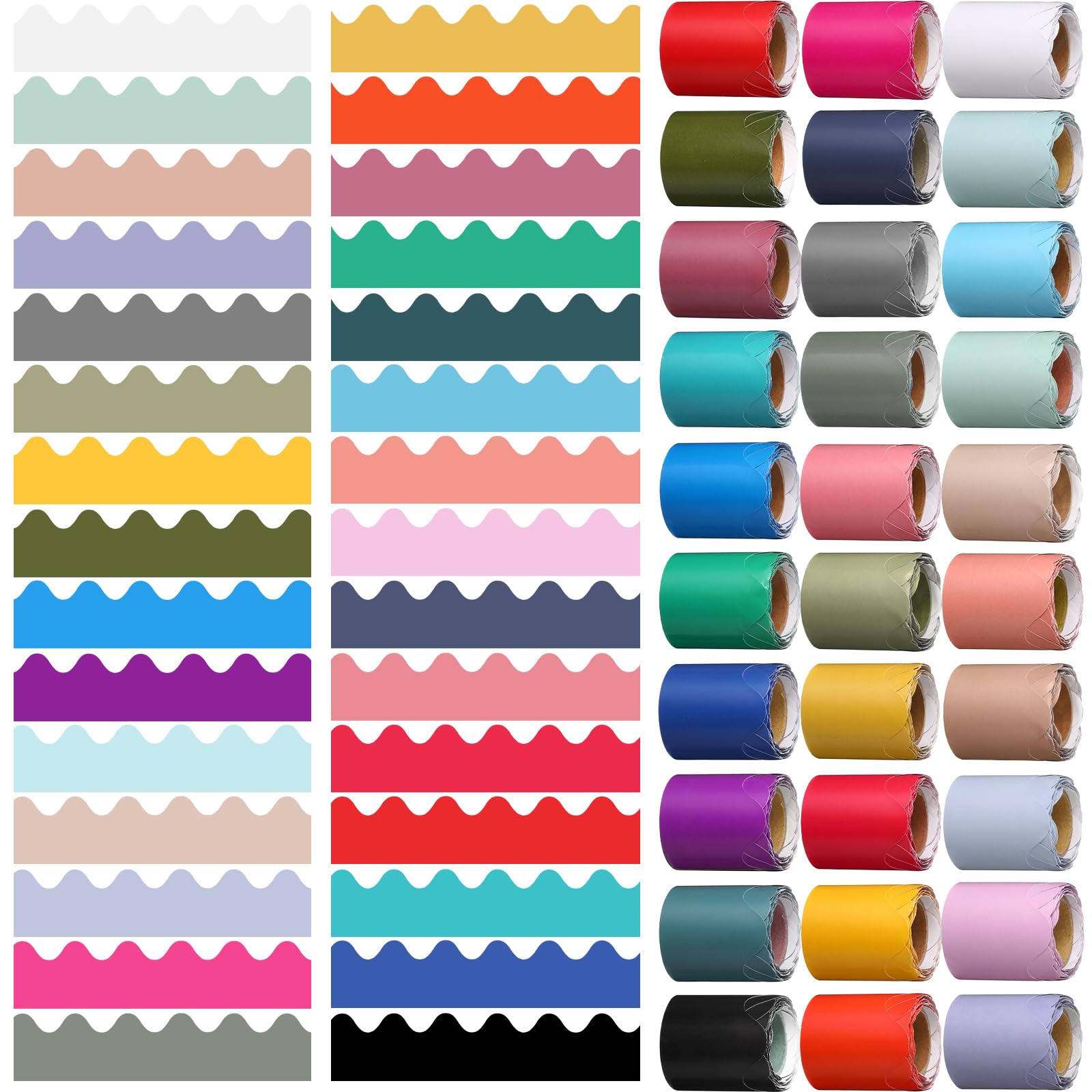 30 Rolls 492 ft Bulletin Board Borders in 30 Colors Scalloped Classroom Borders for Bulletin Board Classroom Trim Decor Paper Border Roll for School