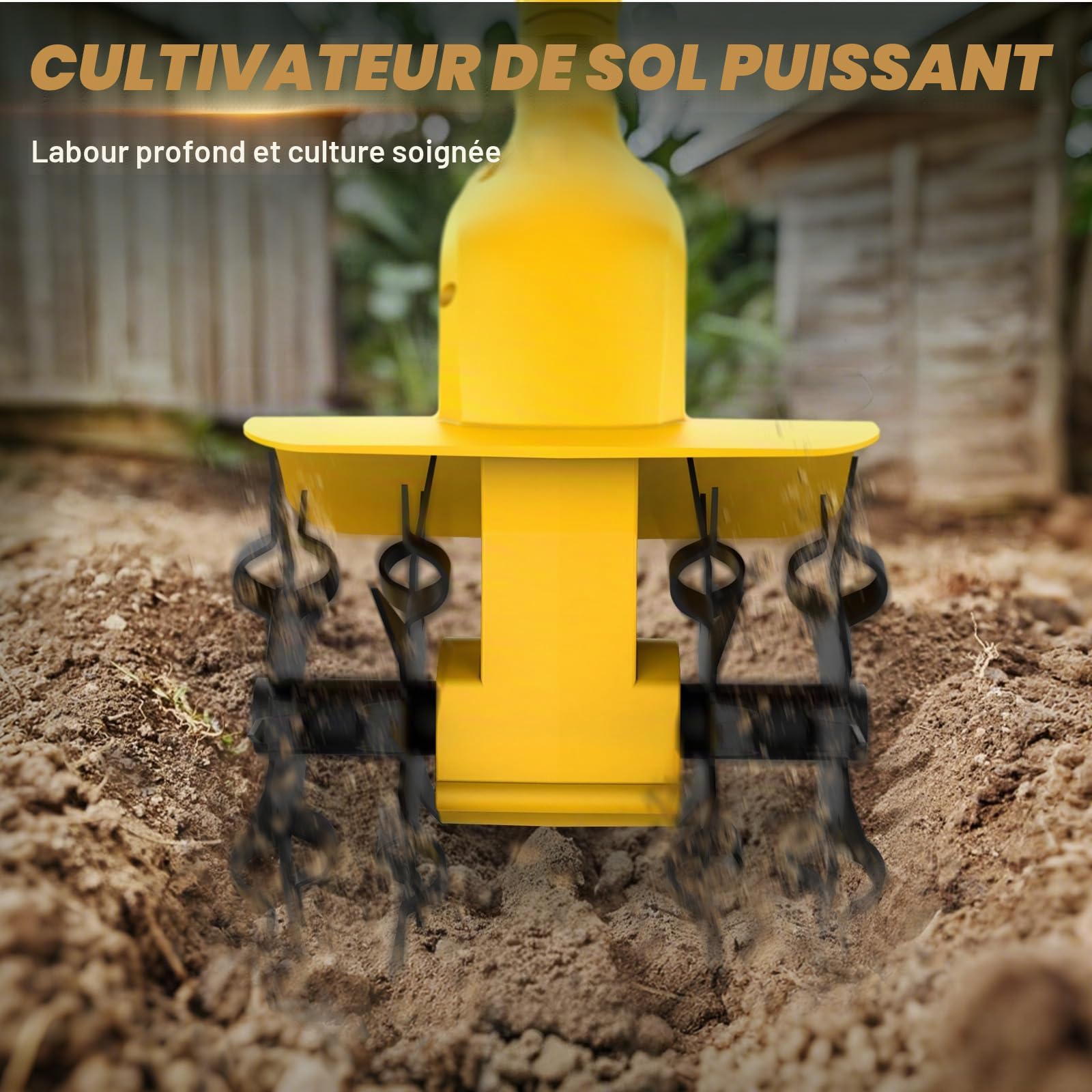 Cultivateur de jardin sans fil compatible avec batterie Dewalt 20 V (sans batterie), rotavateur de jardin sans balais de 500 W avec profondeur de labour de 16 cm et largeur de labour de 20 cm