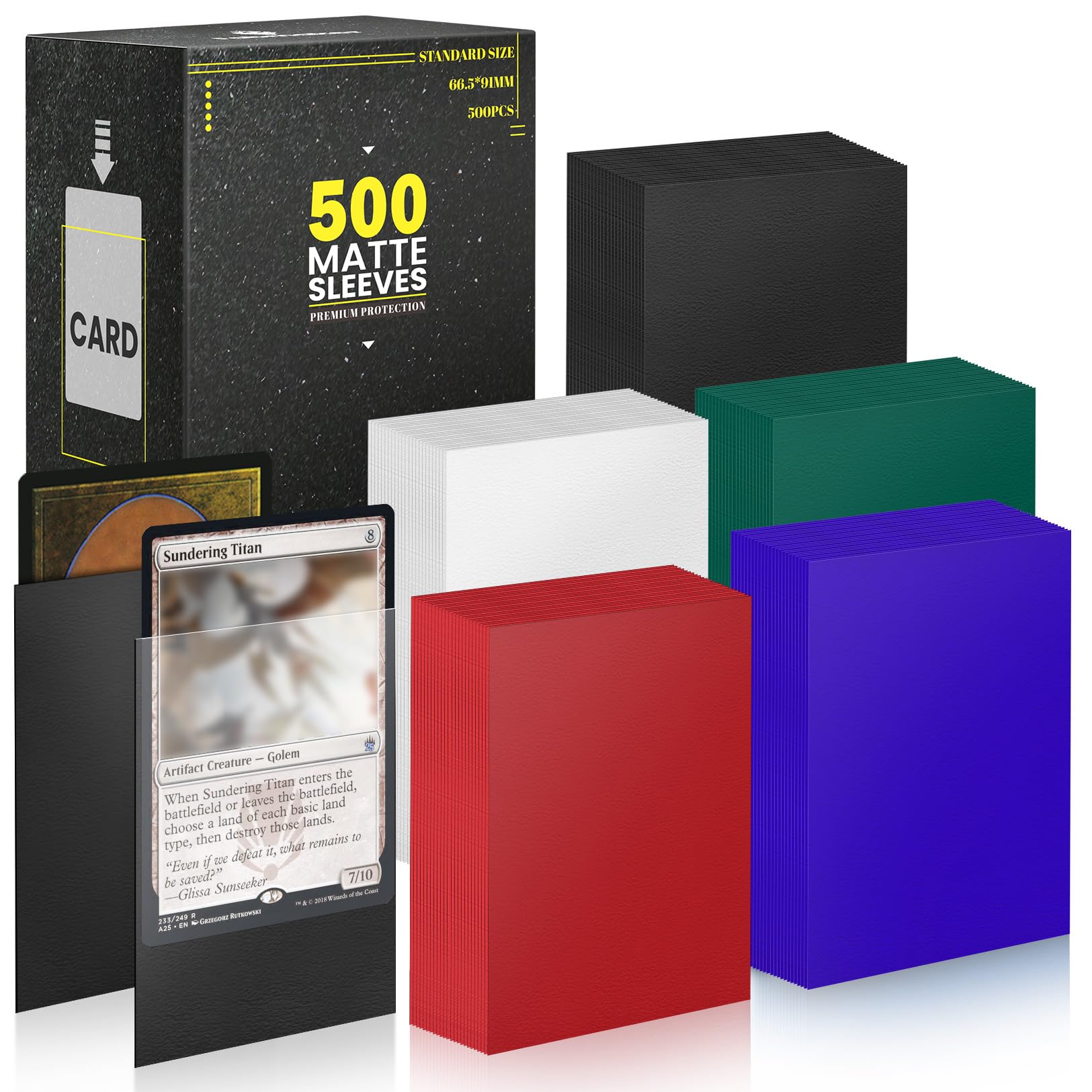 Standard MTG Card Sleeves 500 Pack, Sturdy Card Protectors Sleeves Matte Back Finish, Perfect Shuffling - Protect All Your Trading Cards, TCG Cards &