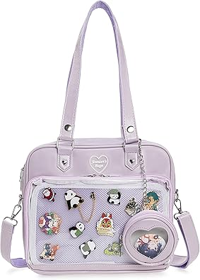 Ita Bag Crossbody Handbags Kawaii Shoulder Purse Square Backpack with Insert Anime Pins Display