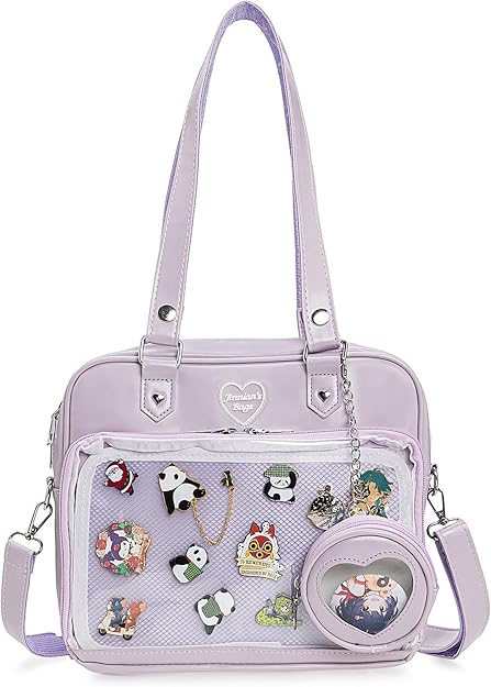 Ita Bag Crossbody Handbags Kawaii Shoulder Purse Square Backpack with Insert Anime Pins Display