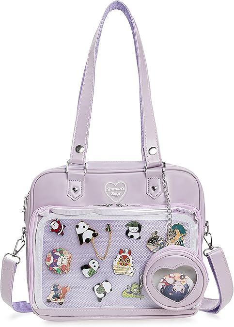 Ita Bag Crossbody Handbags Kawaii Shoulder Purse Square Backpack with Insert Anime Pins Display