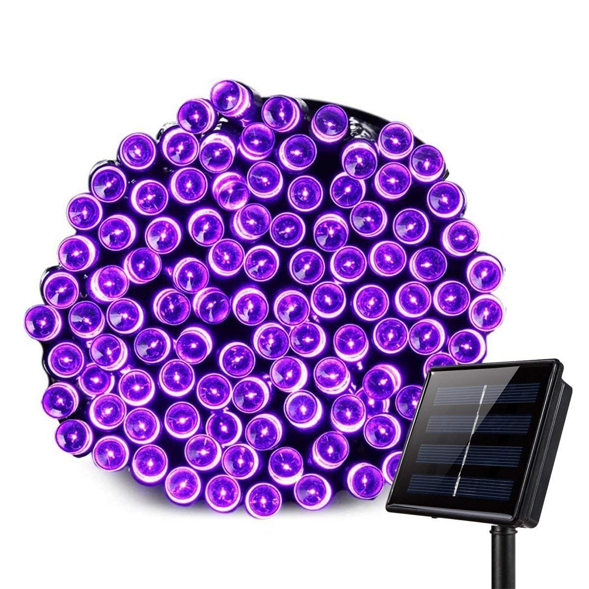 Christmas String Lights, 32m 300 LED Solar Christmas Lights Waterproof Christmas Fairy Lights for Outdoor Gardens Wedding Christmas Decorations (Purple)