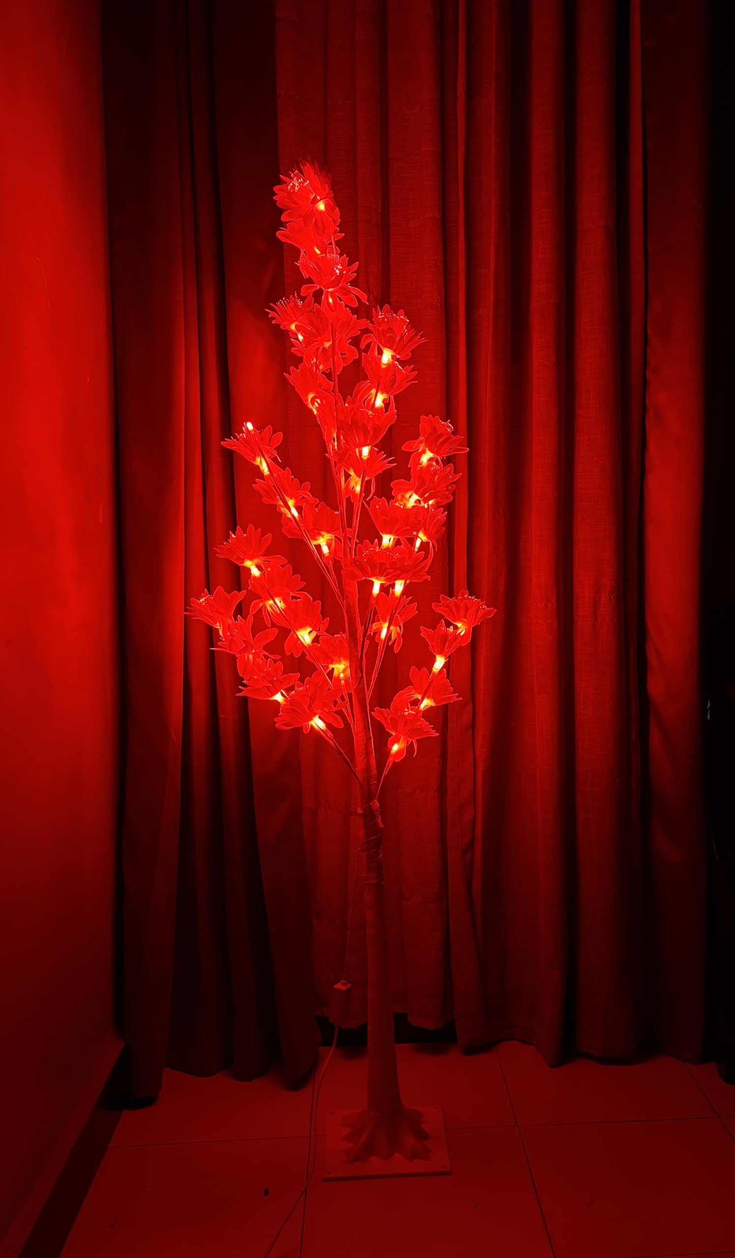 Artificial LED Tree Lamp with Optic Fibre Lights, Red Floor Standing Mood Lamp for Living Room, Bedroom, Office & Festive Décor-image-7