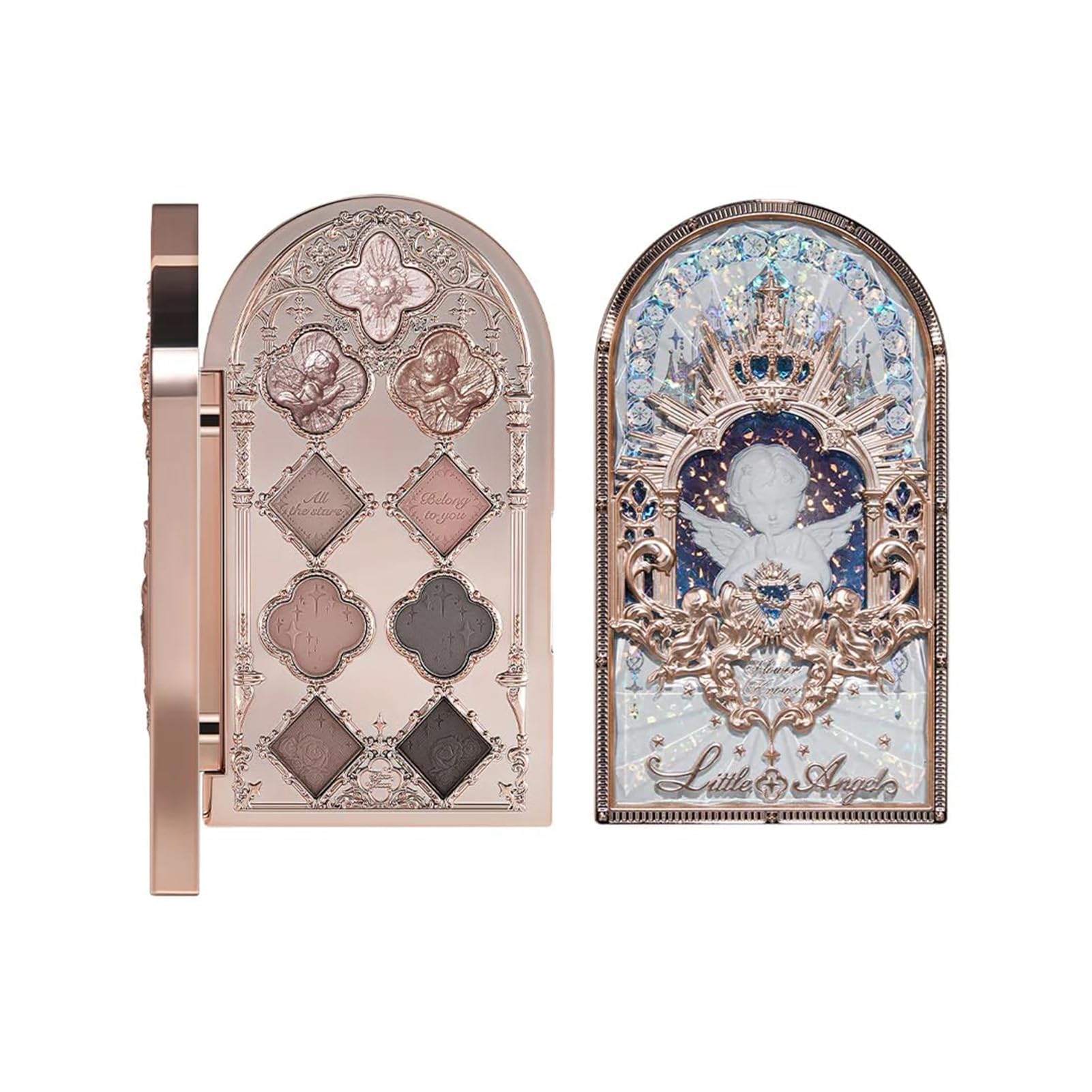 Little Angel 9-Color Eyeshadow Palette,Pink Beige Makeup Palette with 6 Matte + 3 Shimmer Shades,Blendable Smooth Cute Eye Makeup,0.37 Oz(01 Eden's Angel)