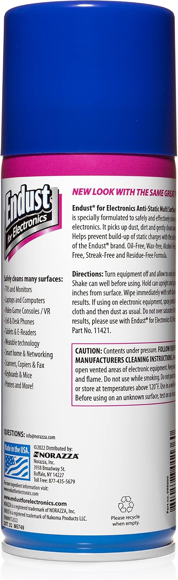 Endust for Electronics; Anti-Static Screen & Electronics Multi-Surface Foaming Cleaning Spray with Extra Large Microfiber Towel; 10 oz. Aerosol + 16x16 Towel (096010PT)
