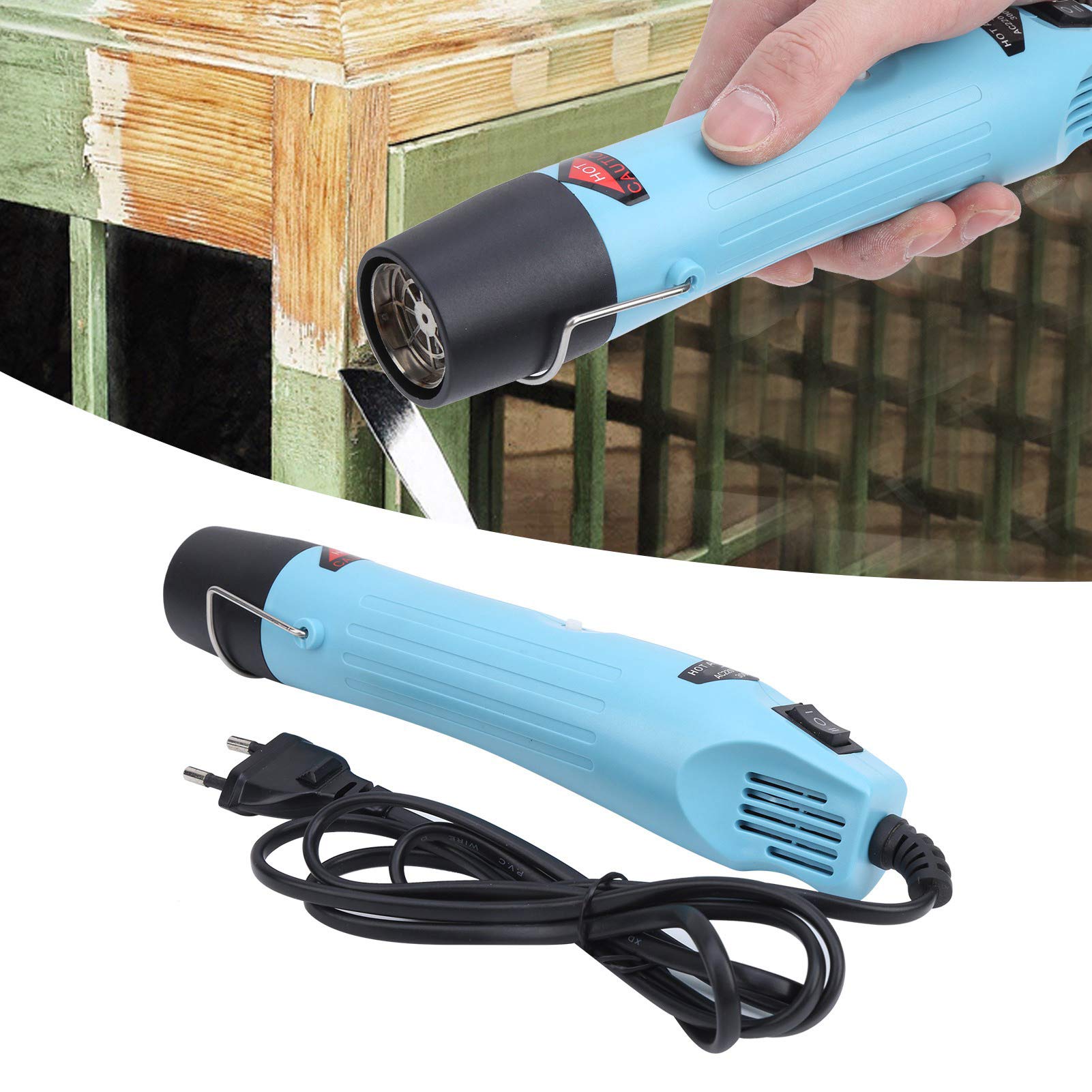 Pistolet Air Chaud 300W Température Variable 60-210°C avec Buses pour Soudage Désoudage Prise EU 220V