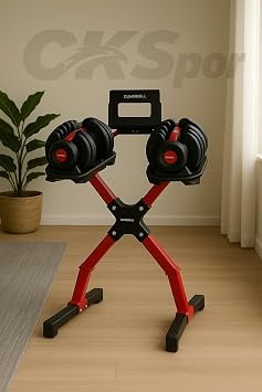 Ayarlanabilir Dambıl ve Stand Seti, 2 x 24 Kg, Kırmızı