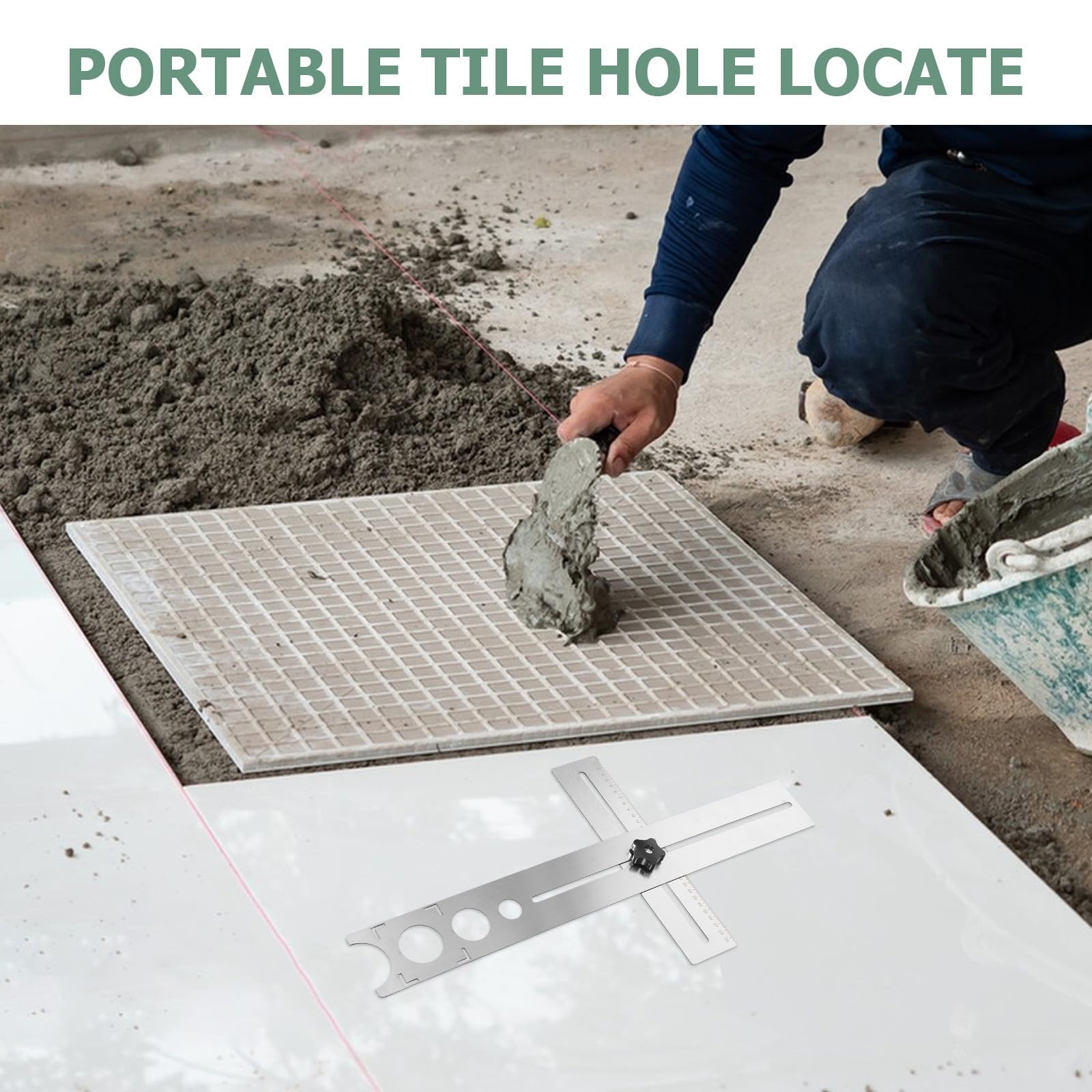 Trova fori per piastrelle in ceramica e marmo, righello da 60 cm, in acciaio inox durevole, con foro di precisione per piastrelle con angolo flessibile per vetro e fori per piastrelle