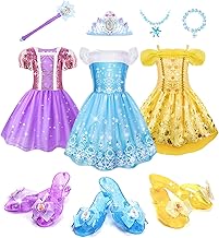 Meland Princess Dress Up for Girls 3-6, Dress Up Clothes with Princess Shoes Toy, Christmas Birthday Gift for Toddlers Girls