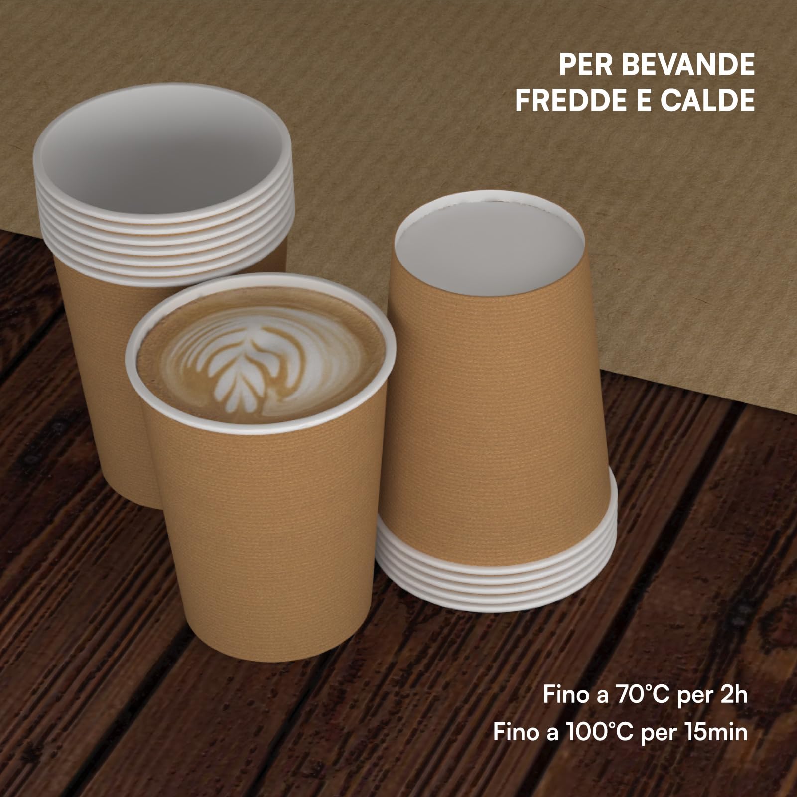 1000 Bicchieri Avana in Carta Usa e Getta per Acqua Caffè Bevande Fredde e Calde da 200ml Made in Italy di Colore Avana Biodegradabili Compostabili Ecologici Eco Friendly - 100% Carta