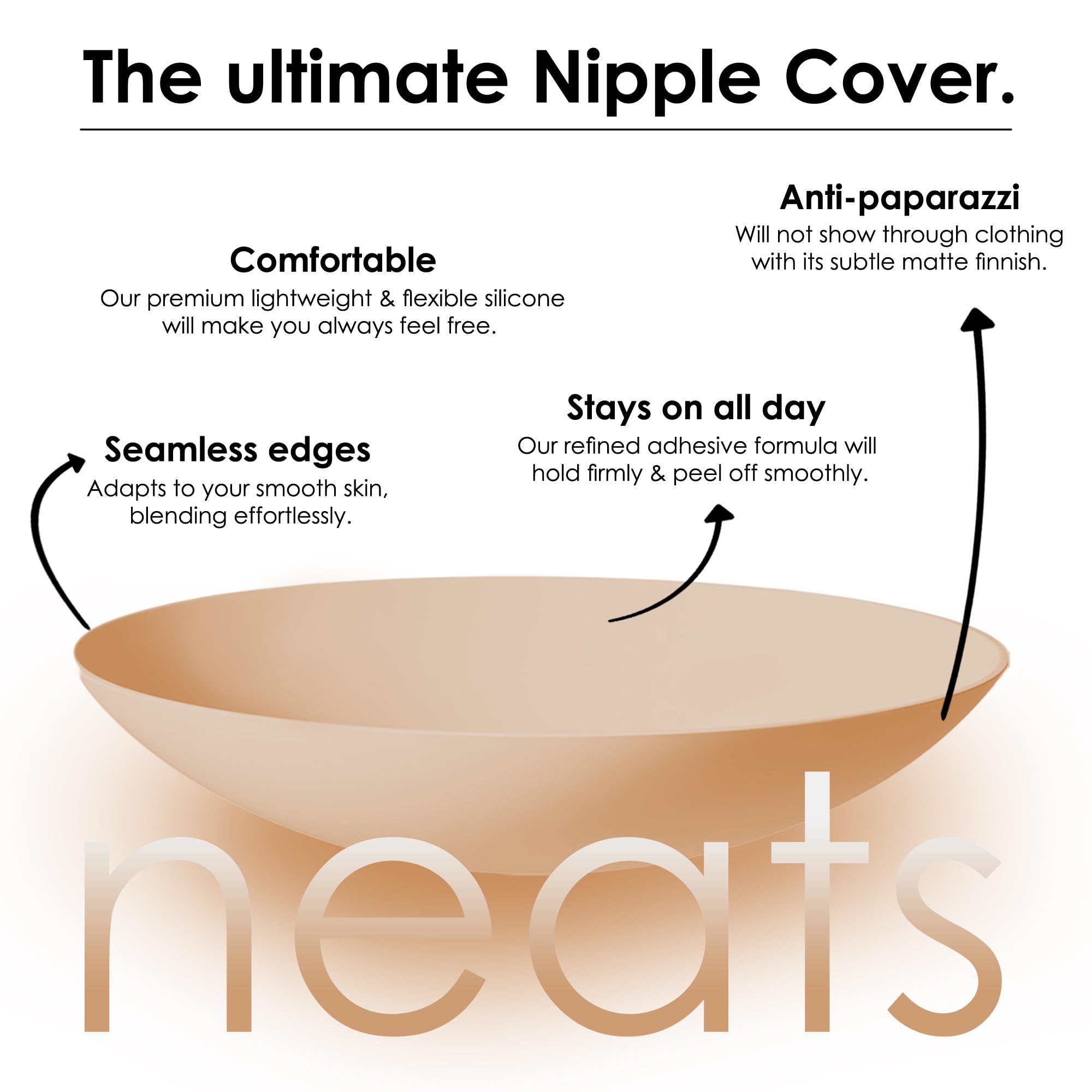 NEATS Cache-Tétons pour Femmes, Adhésifs Réutilisables & Hypoallergéniques (2 Paires)