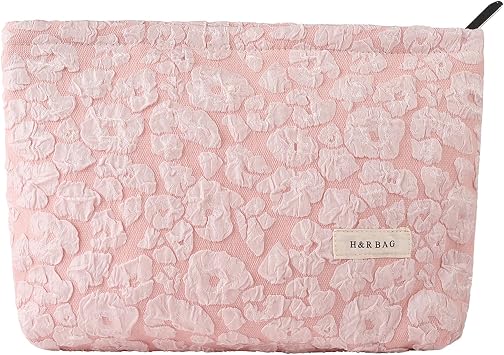 Makeup Bag Travel Cosmetic Bag for Women Floral Makeup Bag Small Cosmetic Pouch Purse with Zipper Gifts for Girlfriend and Best FriendPink