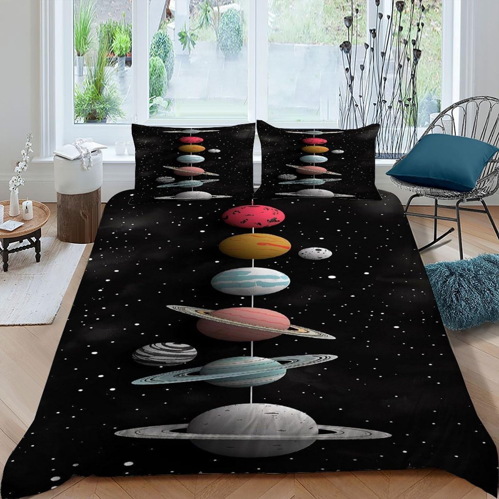 Housse de couette space king hypoallergénique et douce pour chambre d'ado