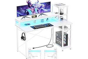 47.2' Logitech Desk with Integrated Lighting, Power Outlets, and Ample Storage for Small Spaces