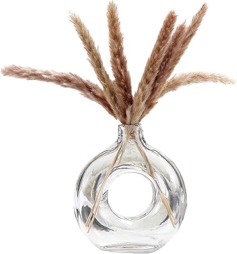 Jarrón de cristal transparente bohemio para flores con florero moderno hueco para decoración del hogar, mesa de comedor, centro de mesa, planta de