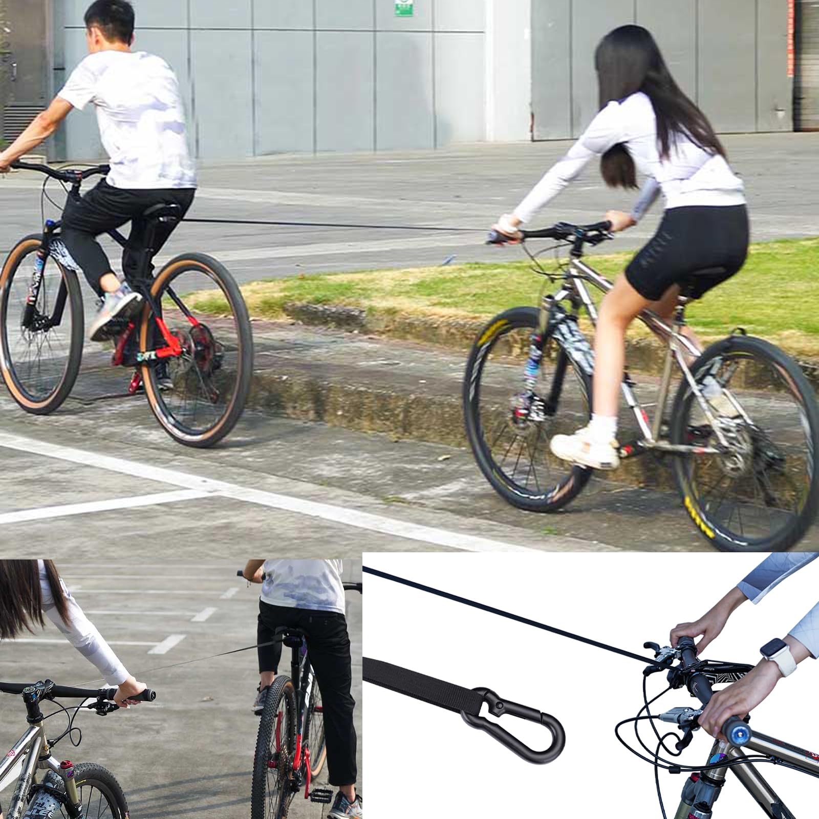 ENLEE Mountain Bike Tow Strap for Kids, Auto-Retractable Outdoor Riding Parent-Child Tow Rope with One Hook