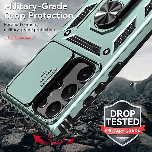 Miniatura 7 de Funda para cámara Samsung Galaxy S23 Ultra, grado militar, a prueba de golpes, con anillo giratorio magnético, función atril, funda protectora para