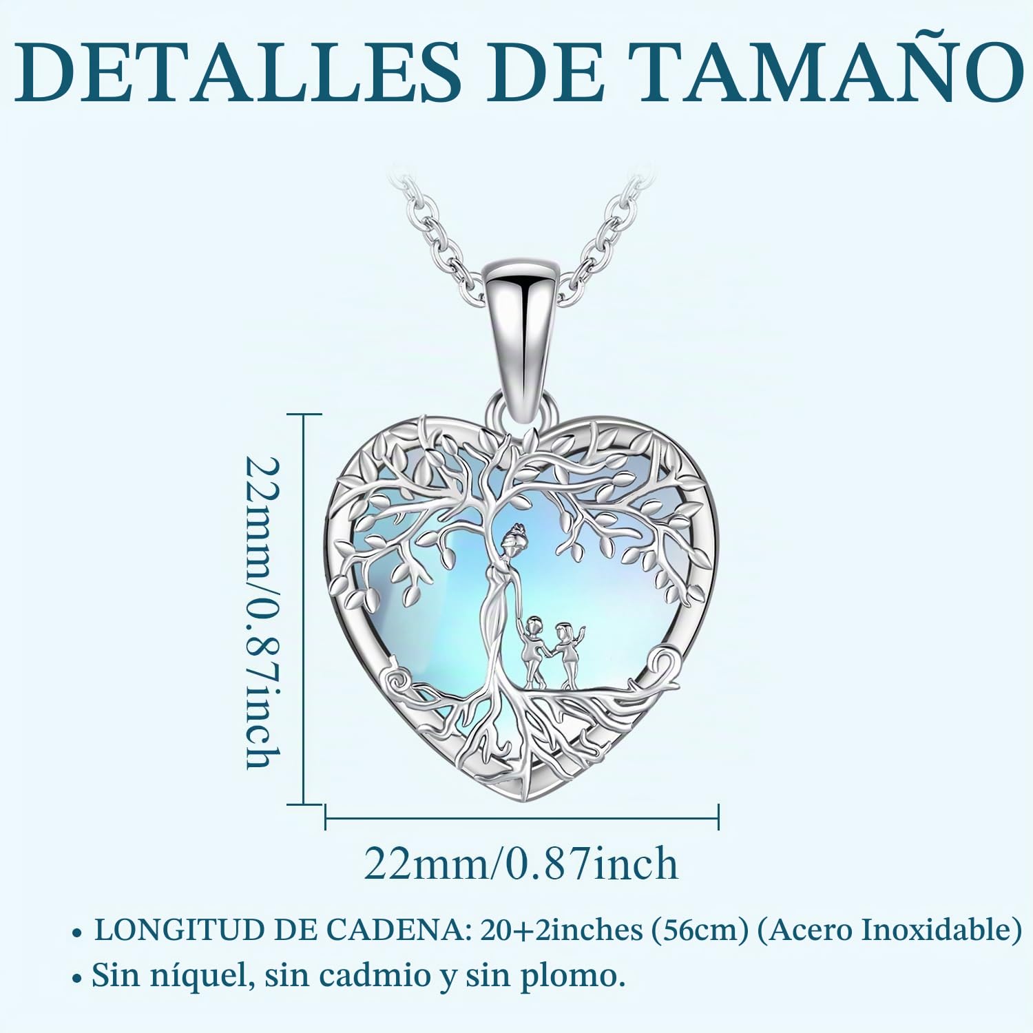 Odinstone Collar Árbol de la Vida Colgante en forma de Gota Árbol de la Vida Collar Familiar Joyas con Piedras Curativas para Mujer Regalos para Mamá e Hija