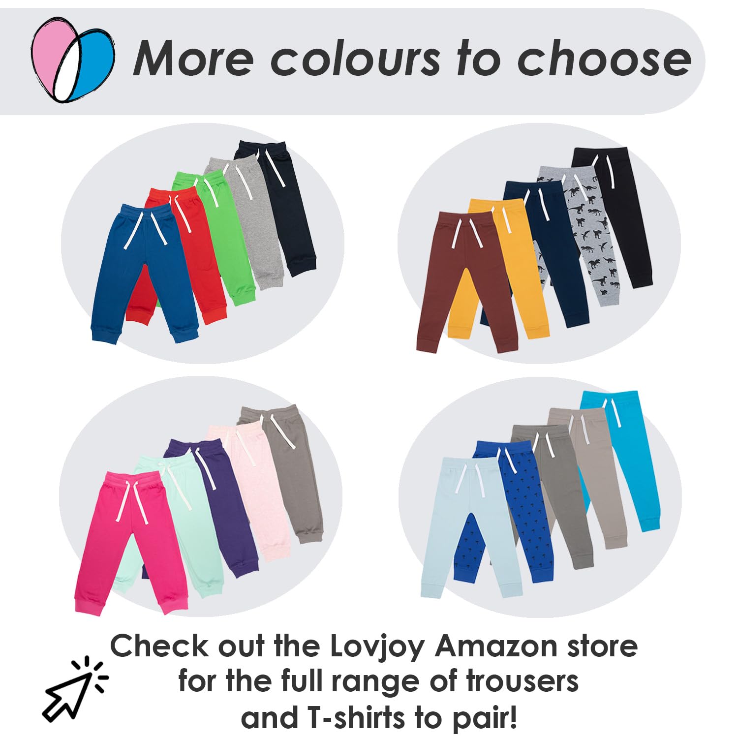 Lovjoy Pantalon de Jogging Bébés Jeunes Enfants - Lot de 3 ou 5 Couleurs - 1-4 Ans - Qualité Confort 100% Coton Robuste - Ceinture Elastiquée + Cordon Réglable