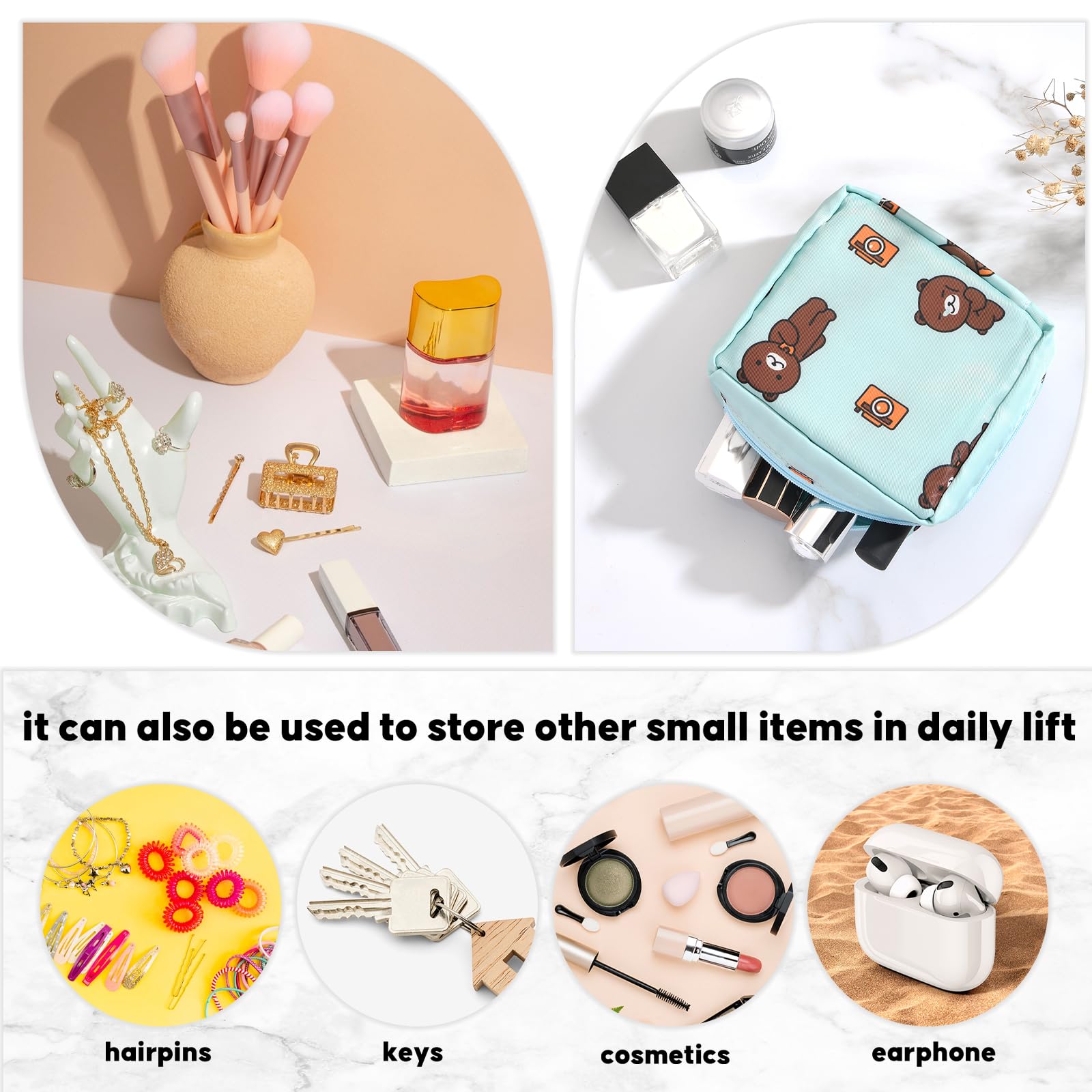 Abeillo 4 x Damenbinden-Aufbewahrungstaschen, Mini-Menstruationstasche, Periodenbeutel, wasserdicht, Tampon-Organizer, Tasche, Tampon-Pad-Halter für Geldbörse, erste Periode für Teenager, Mädchen,