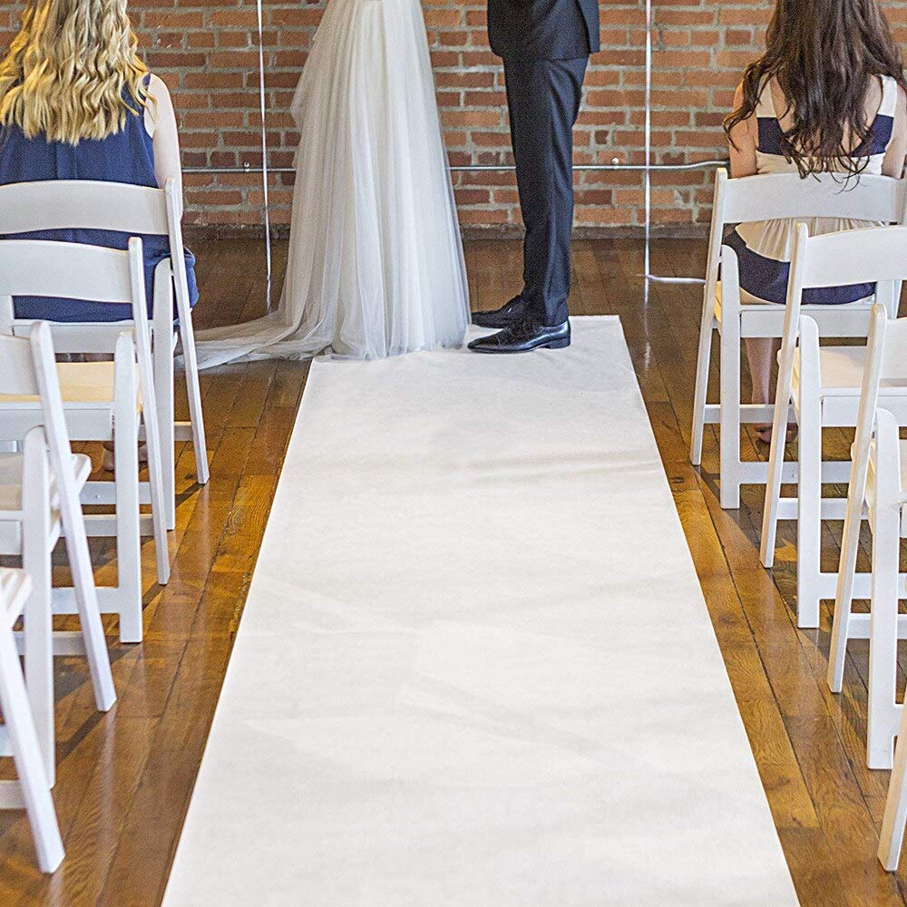 Biały bieżnik do korytarza ślubnego - 100 x 1500 cm dekoracja korytarza na zewnątrz na imprezy i wydarzenia, elegancka dekoracja korytarza na wesela i uroczystości
