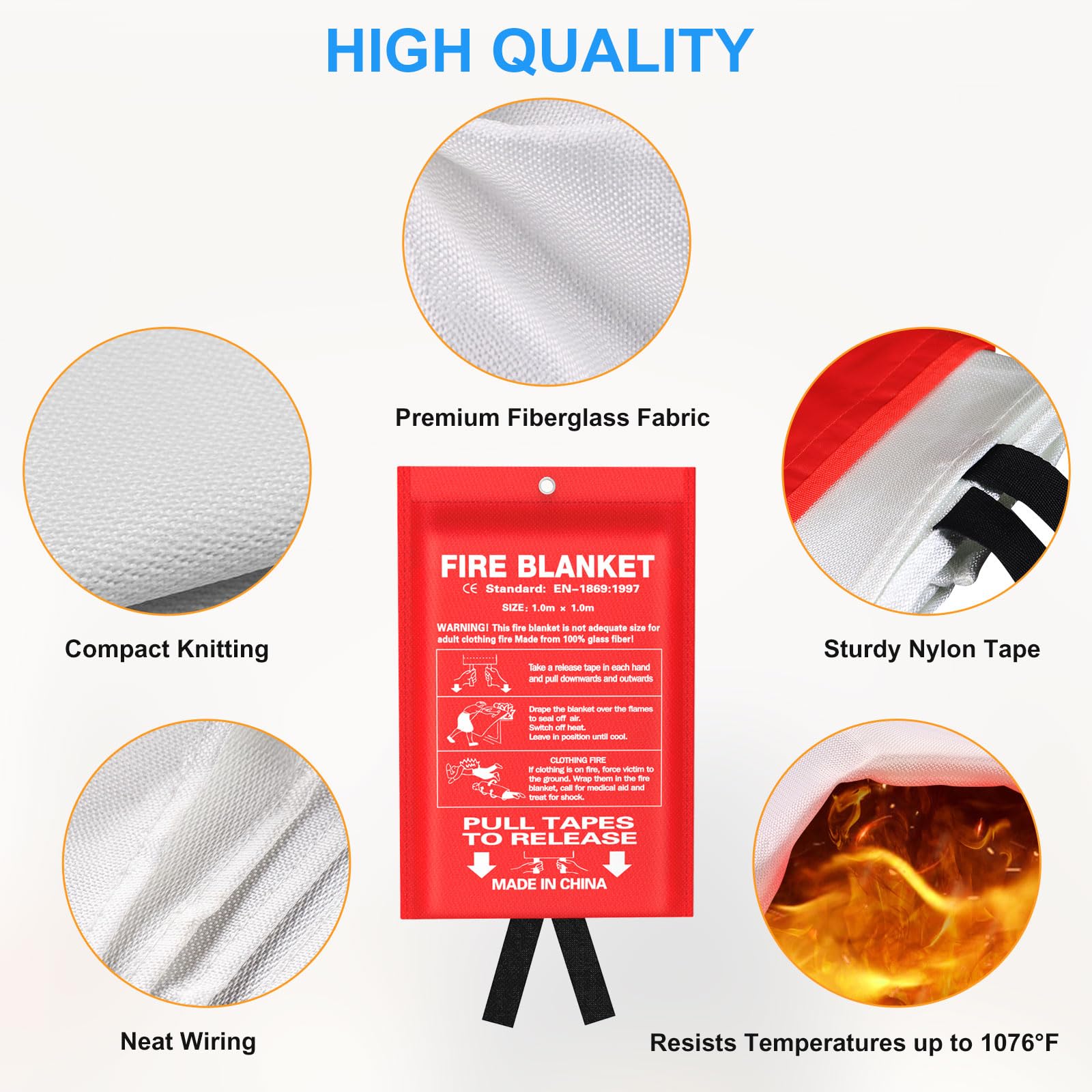 Emergency Fire Blanket For Home And Kitchen-Orange-A 2 Pack - View #8