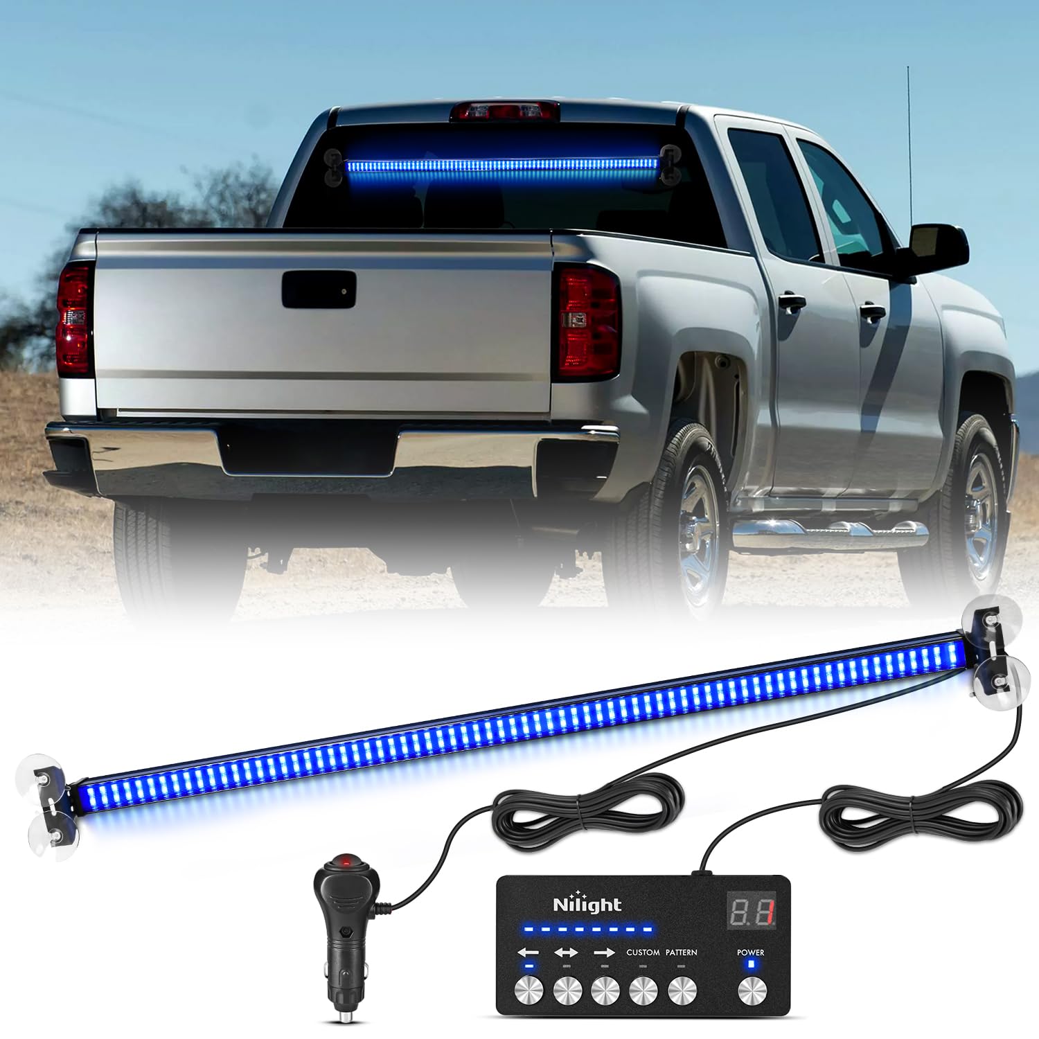 Nilight 144LED Traffic Advisor Strobe Light Bar with Controller Blue