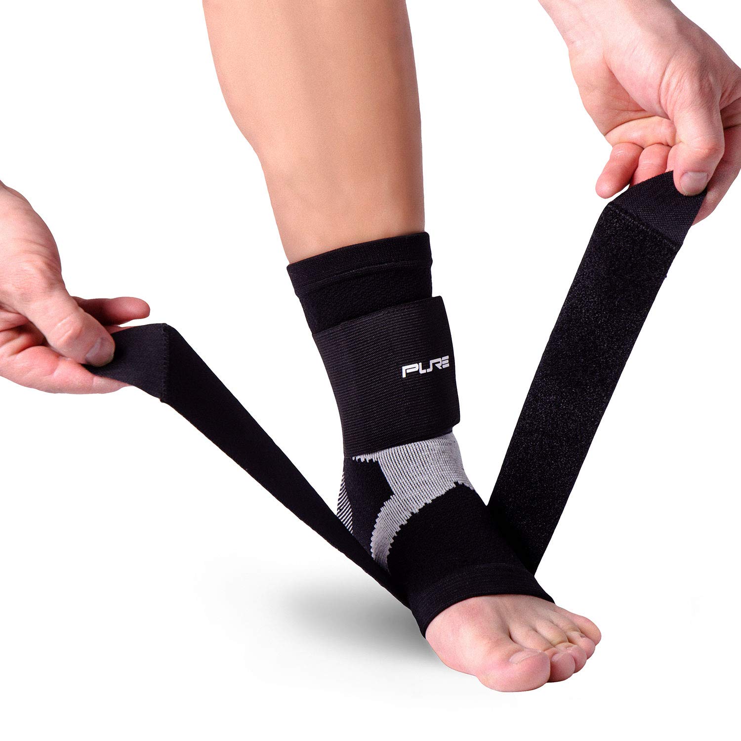 Pure AthleteUltimate Ankle Support Brace – Compression Sleeve with Adjustable Straps for Extra Support – Running, Basketball, Soccer